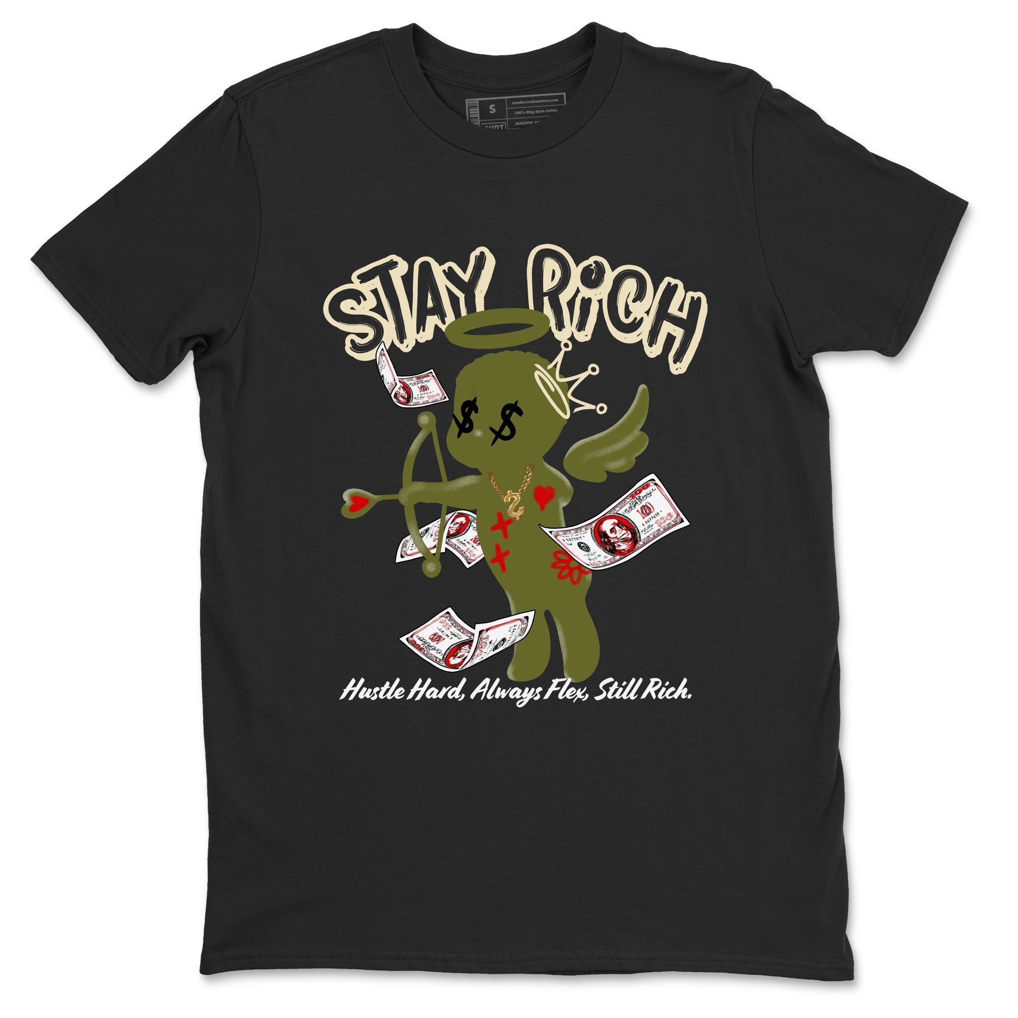 Stay Rich snkmatch Tees - Air Jordan 1 Travis Scott Medium Olive