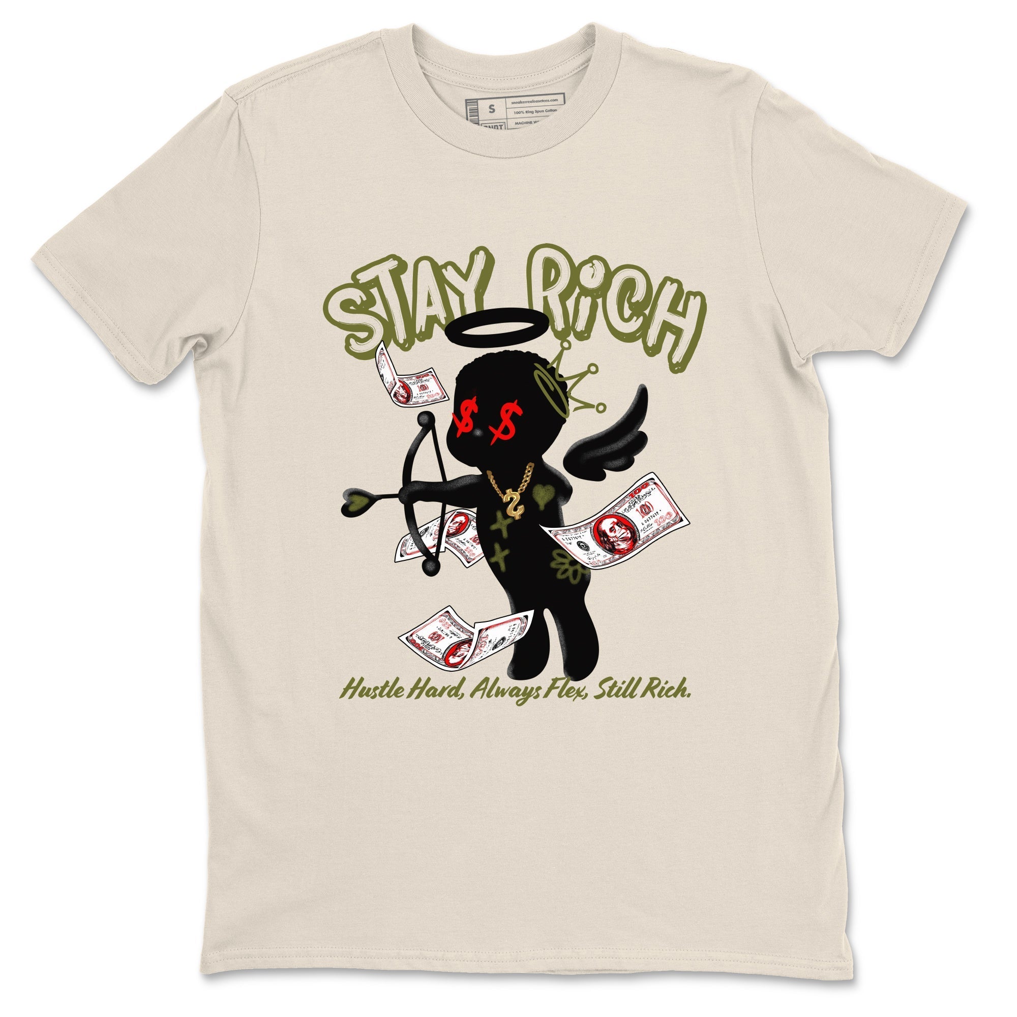 Stay Rich snkmatch Tees - Air Jordan 1 Travis Scott Medium Olive