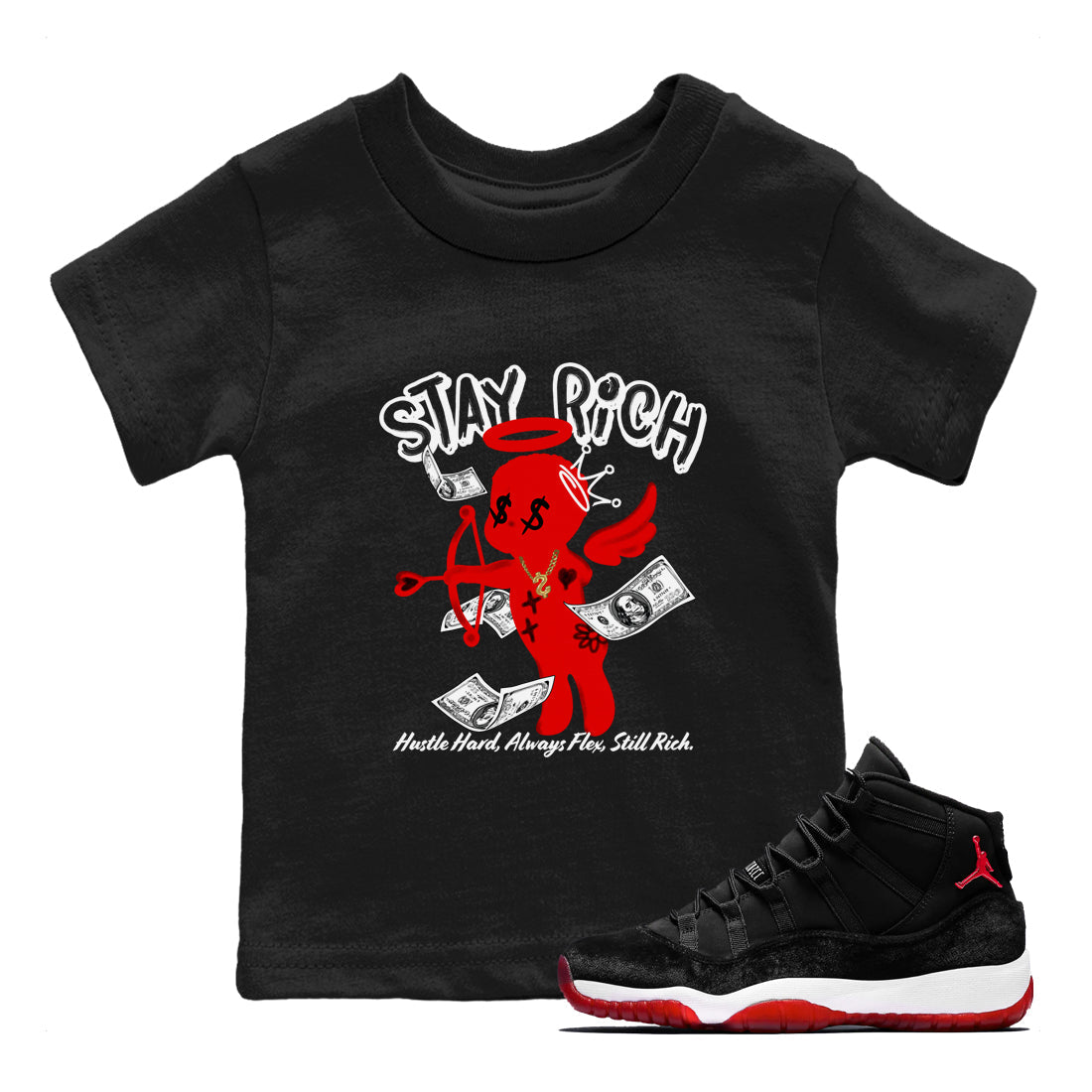 Stay Rich snkmatch Tees Kids - Air Jordan 11 Bred Velvet