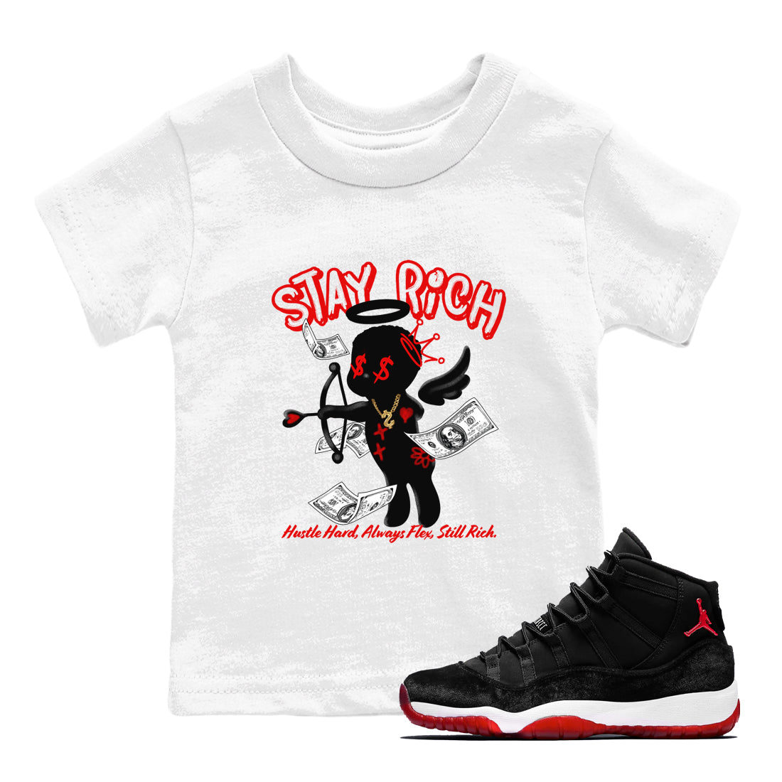 Stay Rich snkmatch Tees Kids - Air Jordan 11 Bred Velvet