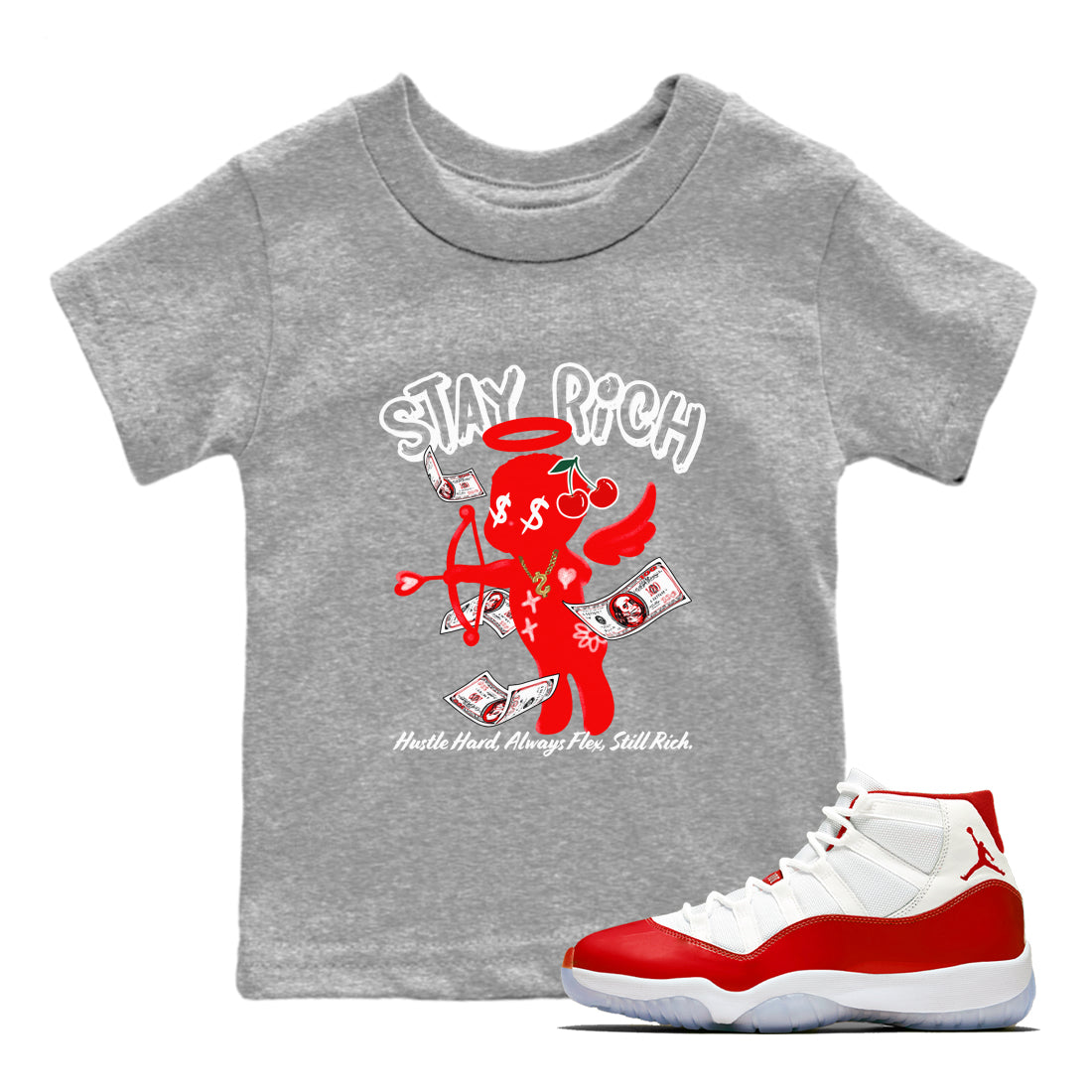 Stay Rich snkmatch Tees Kids - Air Jordan 11 Cherry