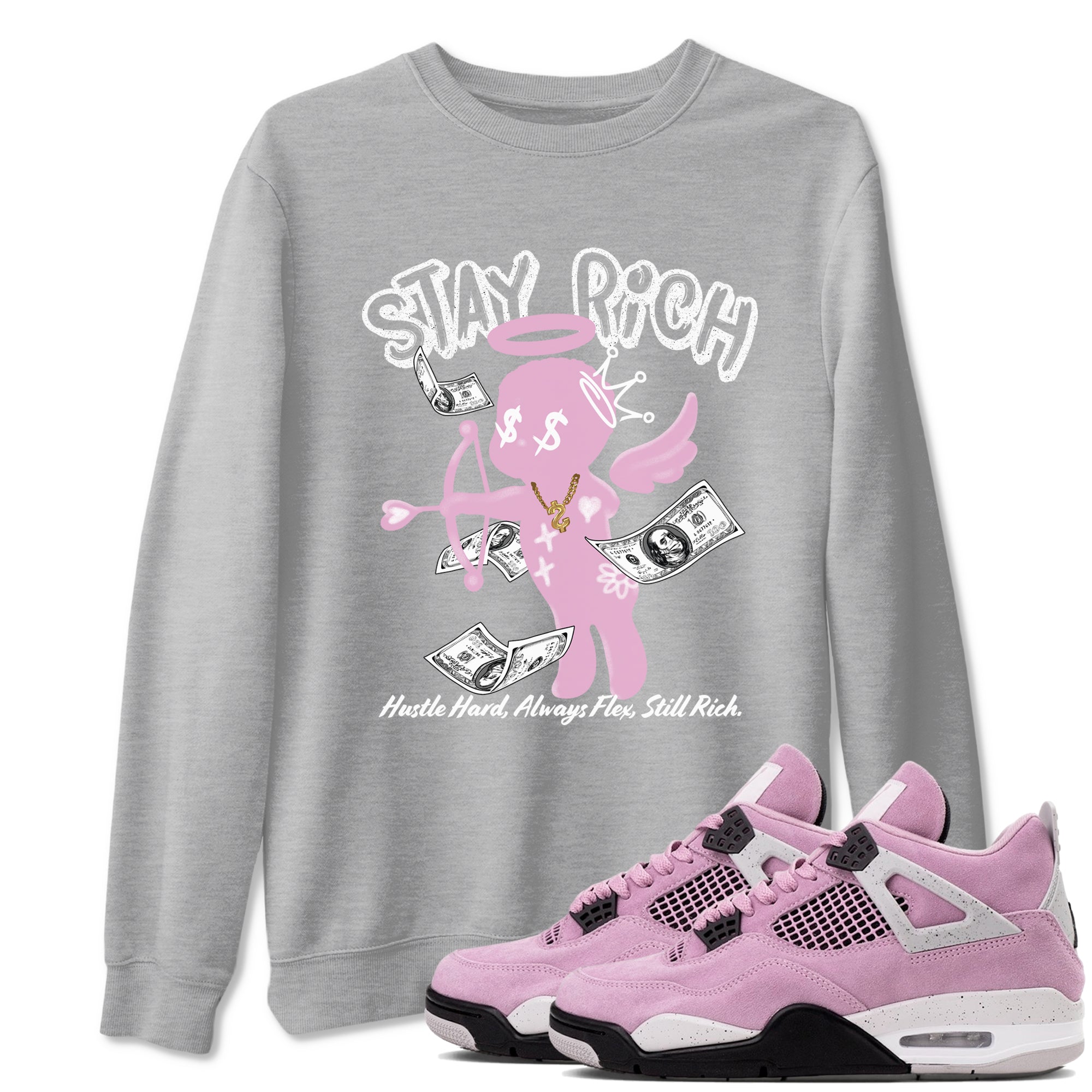 Stay Rich snkmatch Tees - Air Jordan 4 Orchid