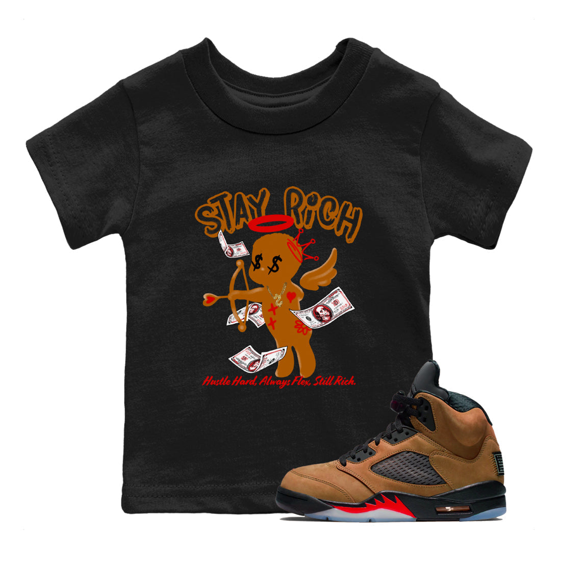 Stay Rich snkmatch Tees Kids - Air Jordan 5 Archaeo Brown