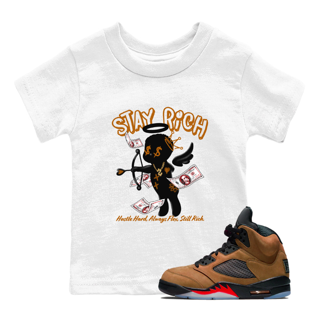Stay Rich snkmatch Tees Kids - Air Jordan 5 Archaeo Brown