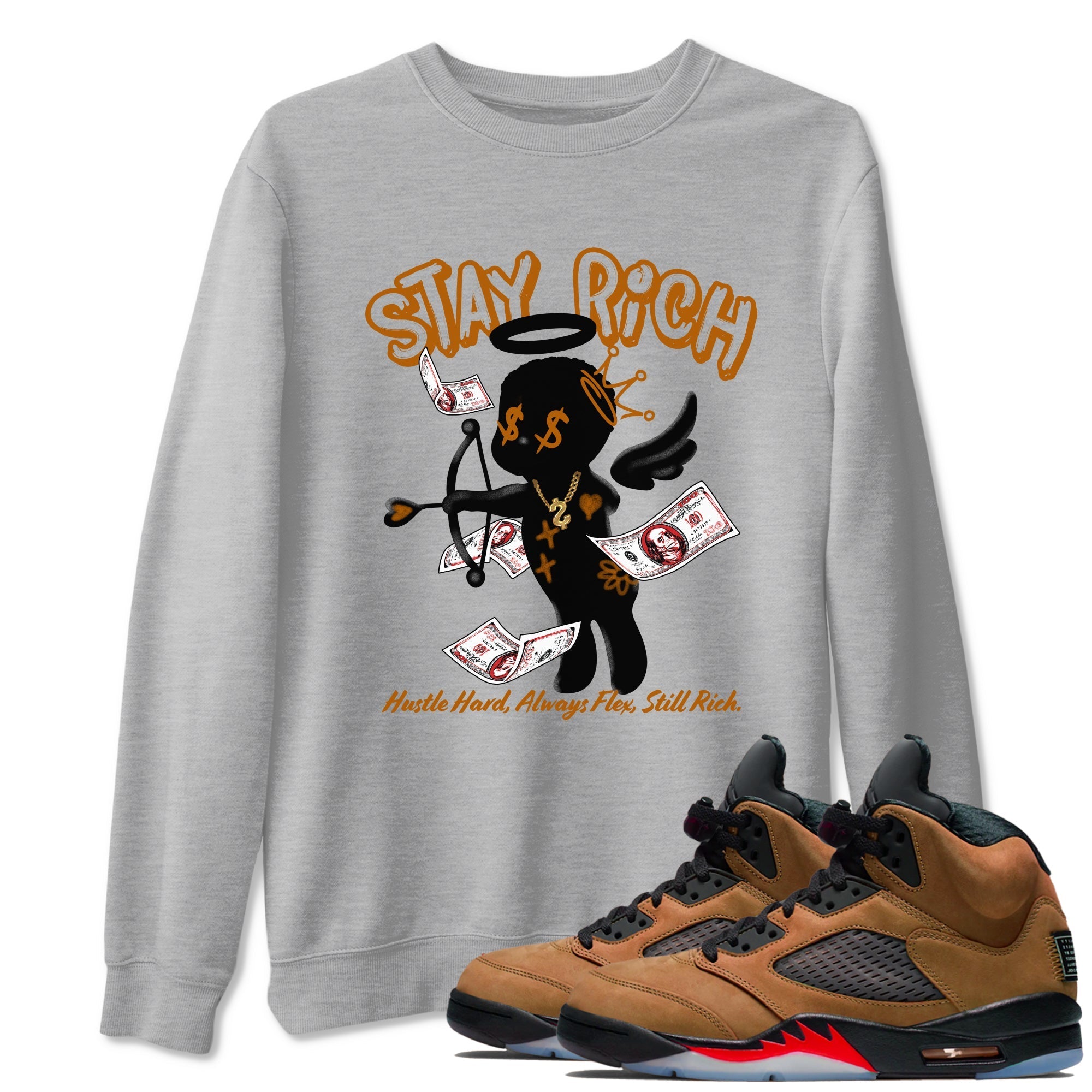 Stay Rich snkmatch Tees - Air Jordan 5 Archaeo Brown