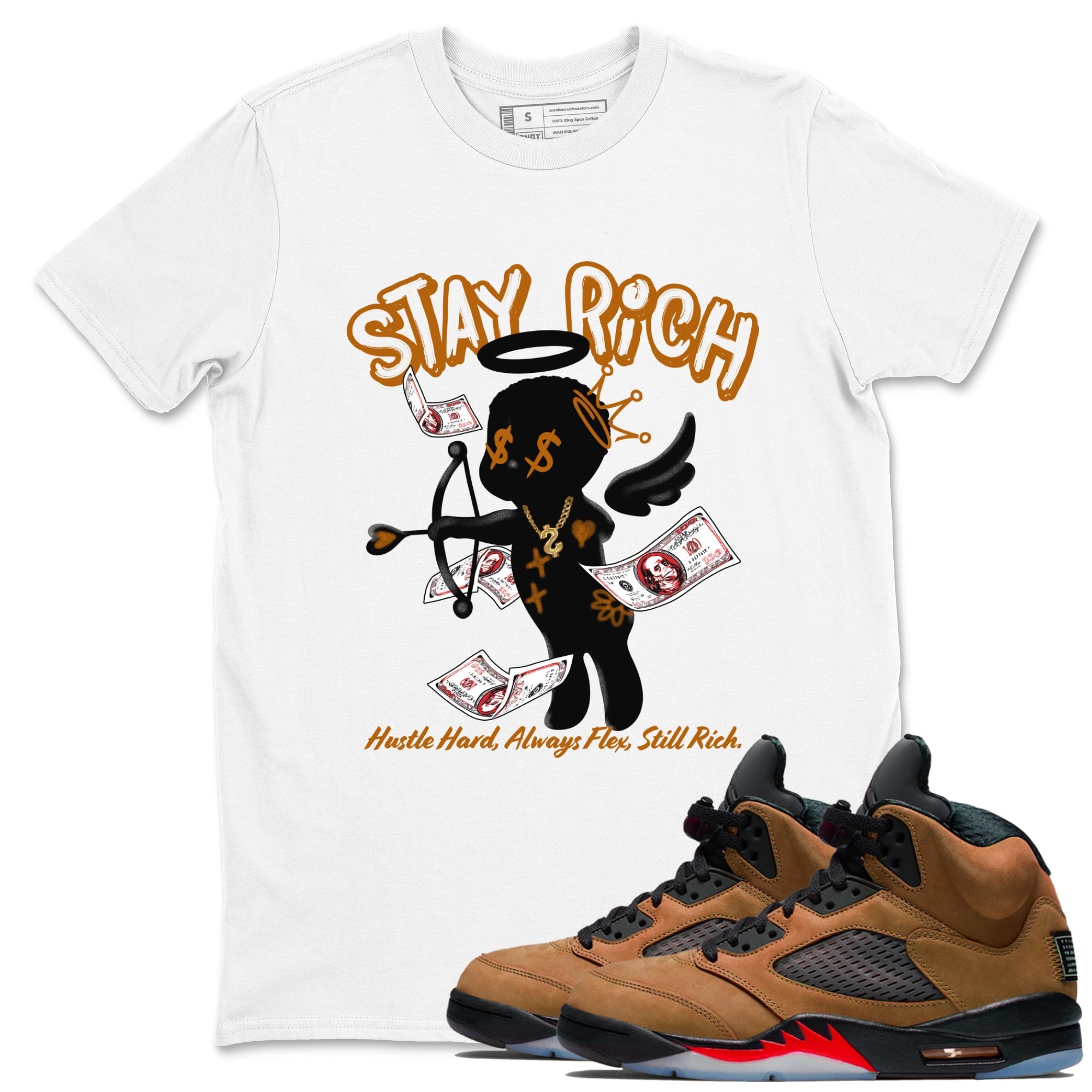Stay Rich snkmatch Tees - Air Jordan 5 Archaeo Brown