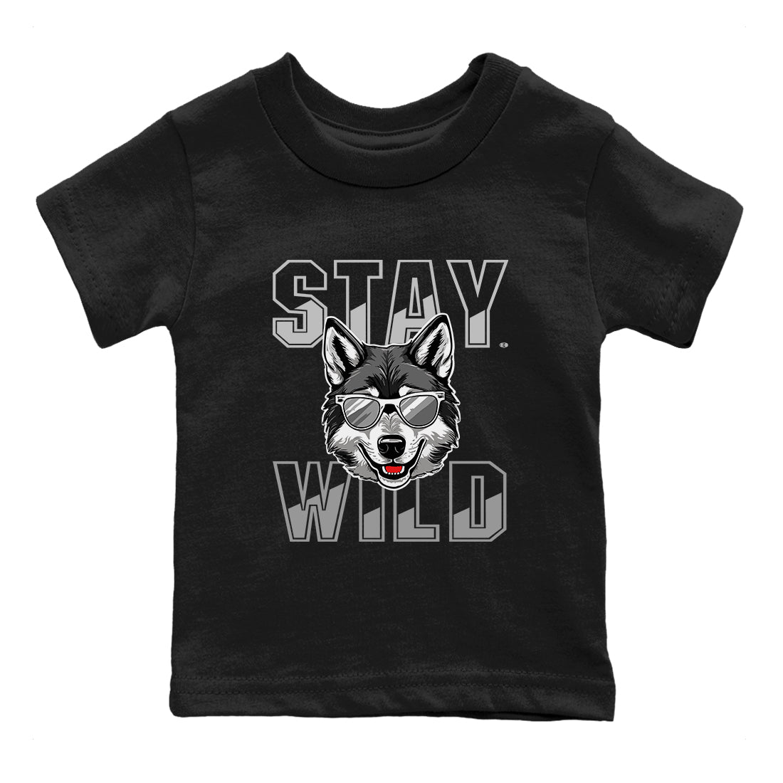 Stay Wild snkmatch Tees Kids - Air Jordan 12 Black Wolf Grey