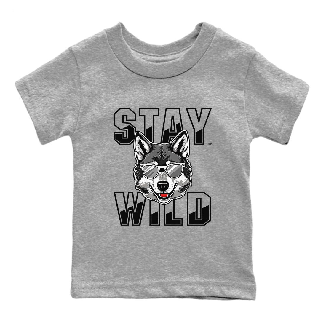 Stay Wild snkmatch Tees Kids - Air Jordan 12 Black Wolf Grey