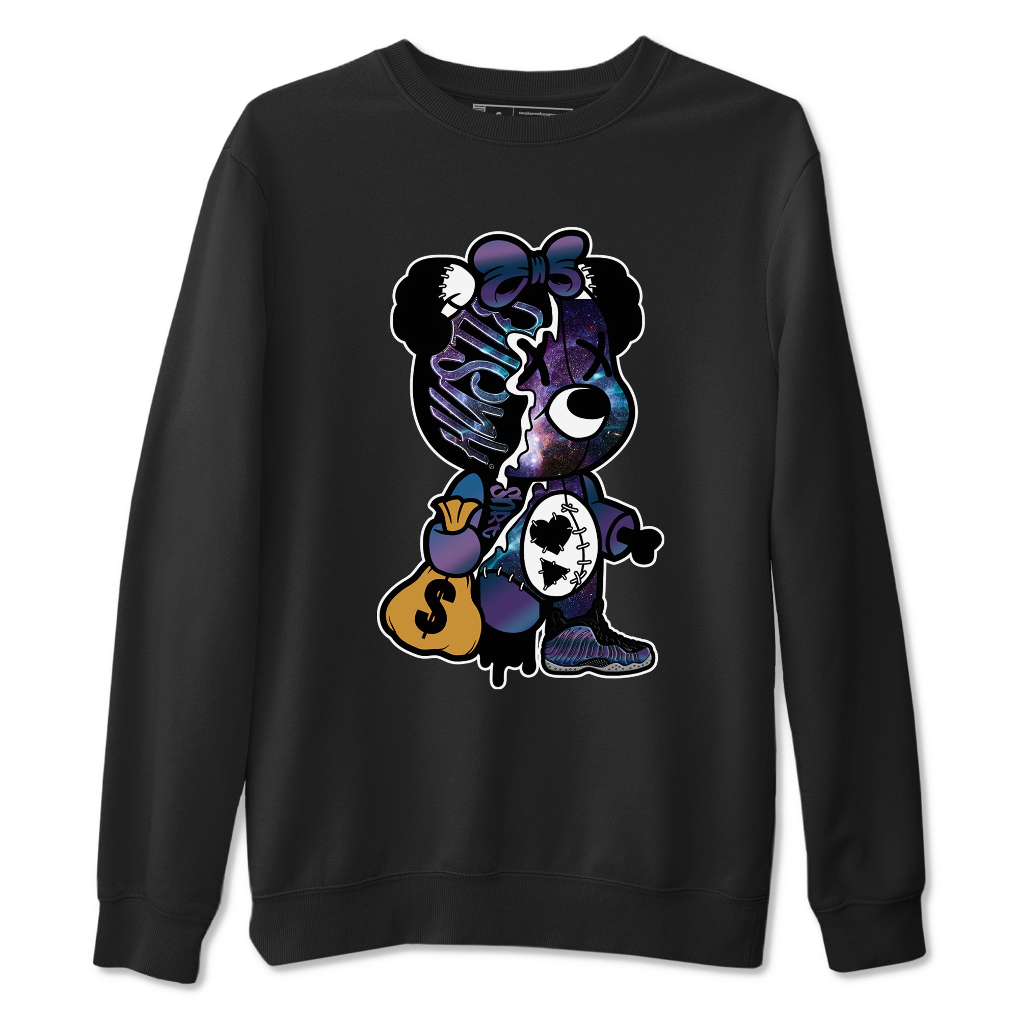 Stitched Hustle Bear snkmatch Tees - Air Foamposite One Galaxy