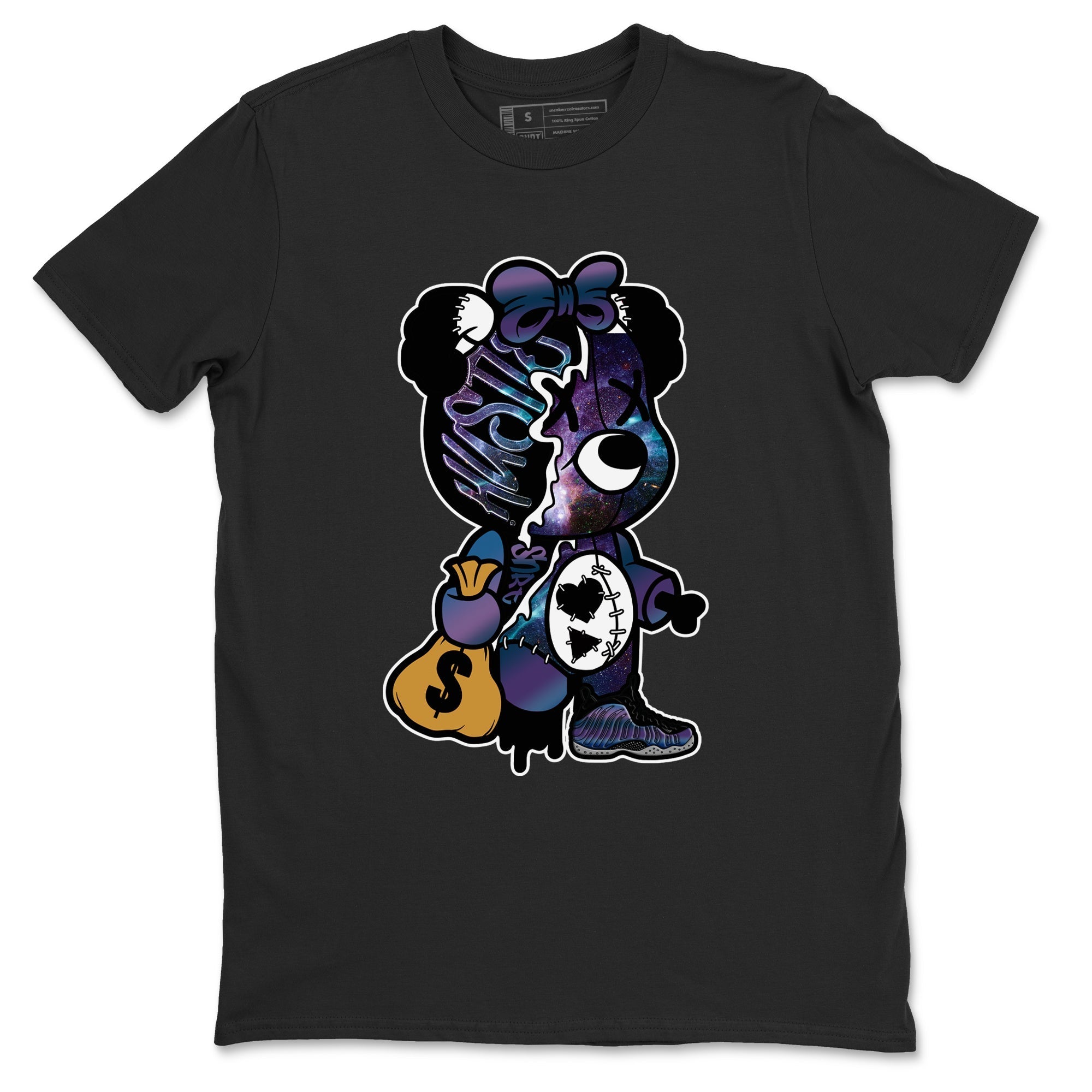 Stitched Hustle Bear snkmatch Tees - Air Foamposite One Galaxy