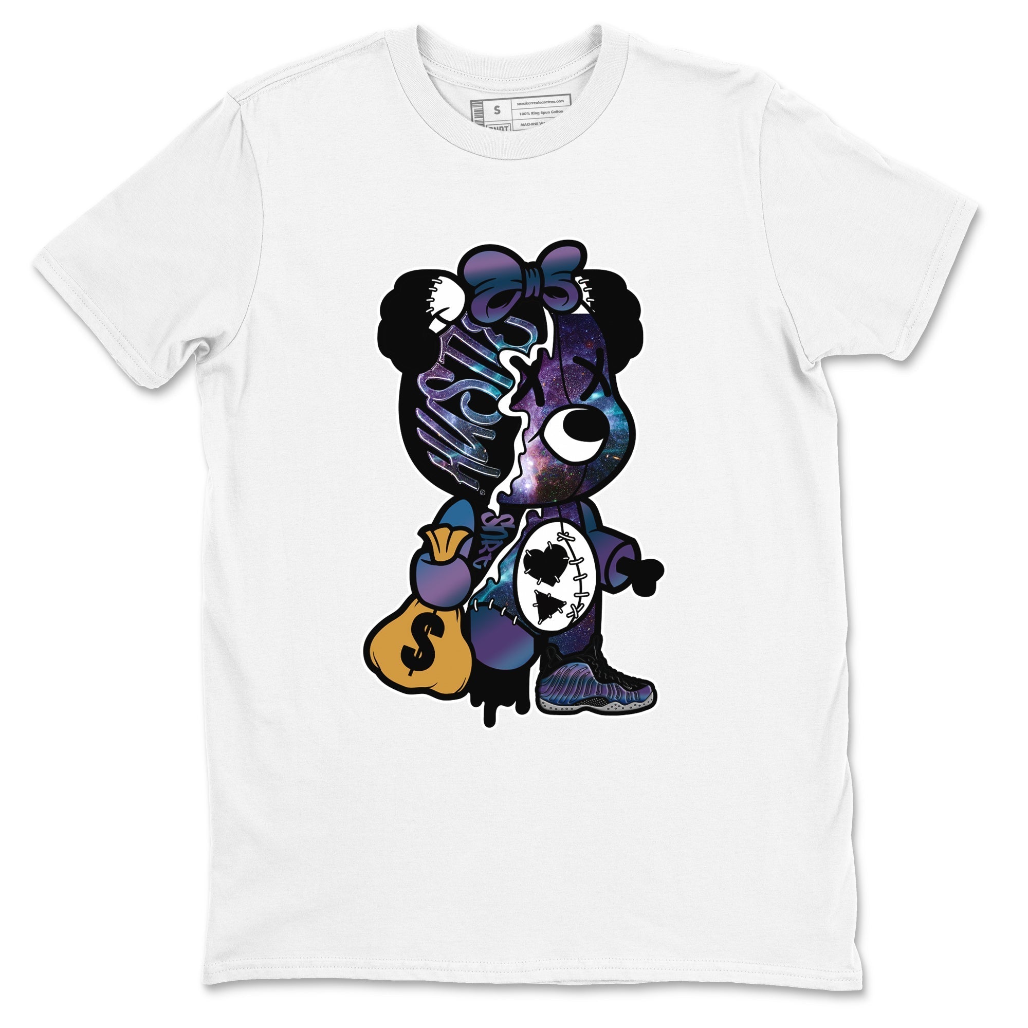 Stitched Hustle Bear snkmatch Tees - Air Foamposite One Galaxy
