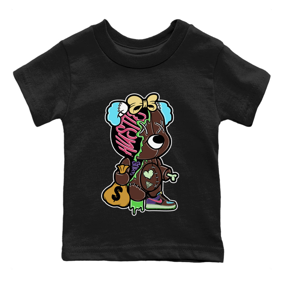 Stitched Hustle Bear Kids Tops - Air Force 1 Undefeated Fauna Brown