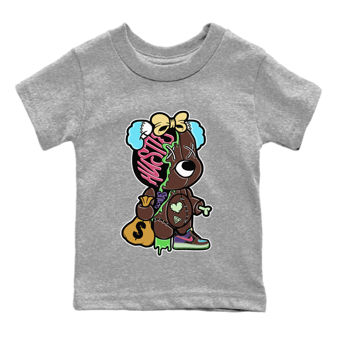 Stitched Hustle Bear Kids Tops - Air Force 1 Undefeated Fauna Brown