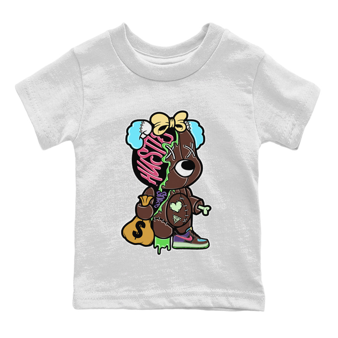 Stitched Hustle Bear Kids Tops - Air Force 1 Undefeated Fauna Brown