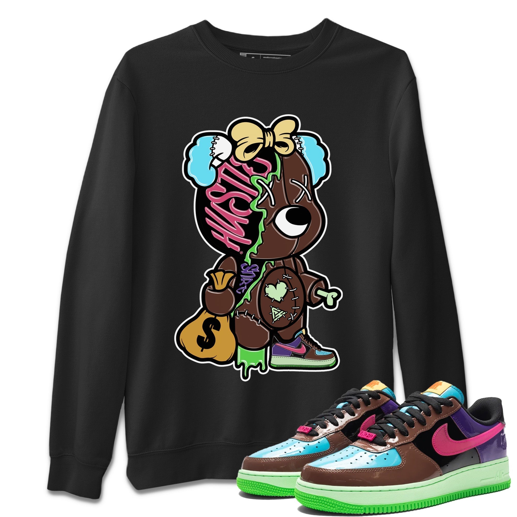 Stitched Hustle Bear Unisex Tops - Air Force 1 Undefeated Fauna Brown