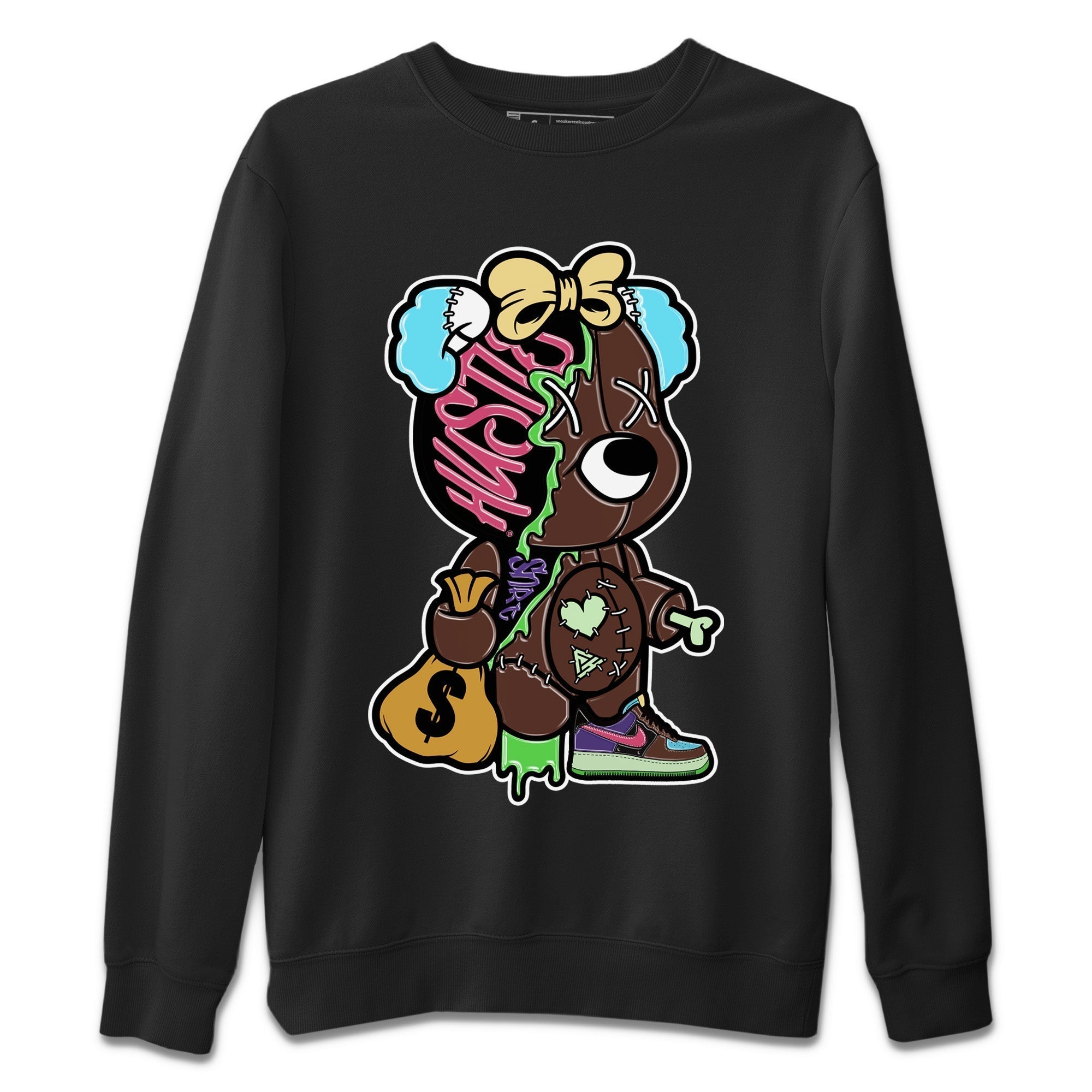 Stitched Hustle Bear Unisex Tops - Air Force 1 Undefeated Fauna Brown