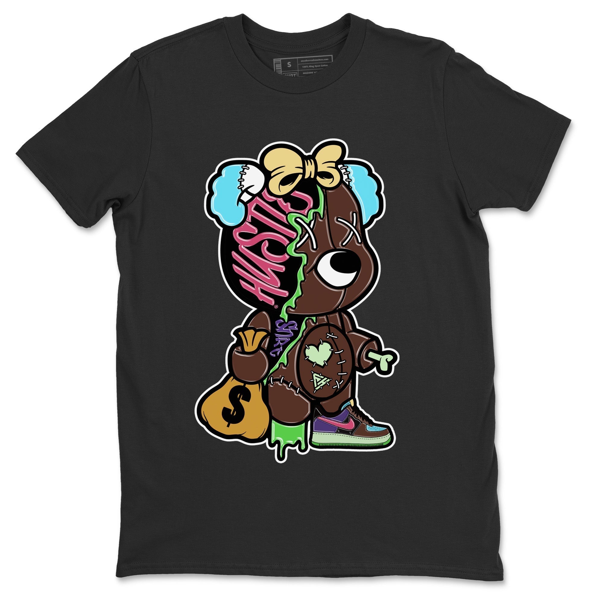 Stitched Hustle Bear Unisex Tops - Air Force 1 Undefeated Fauna Brown