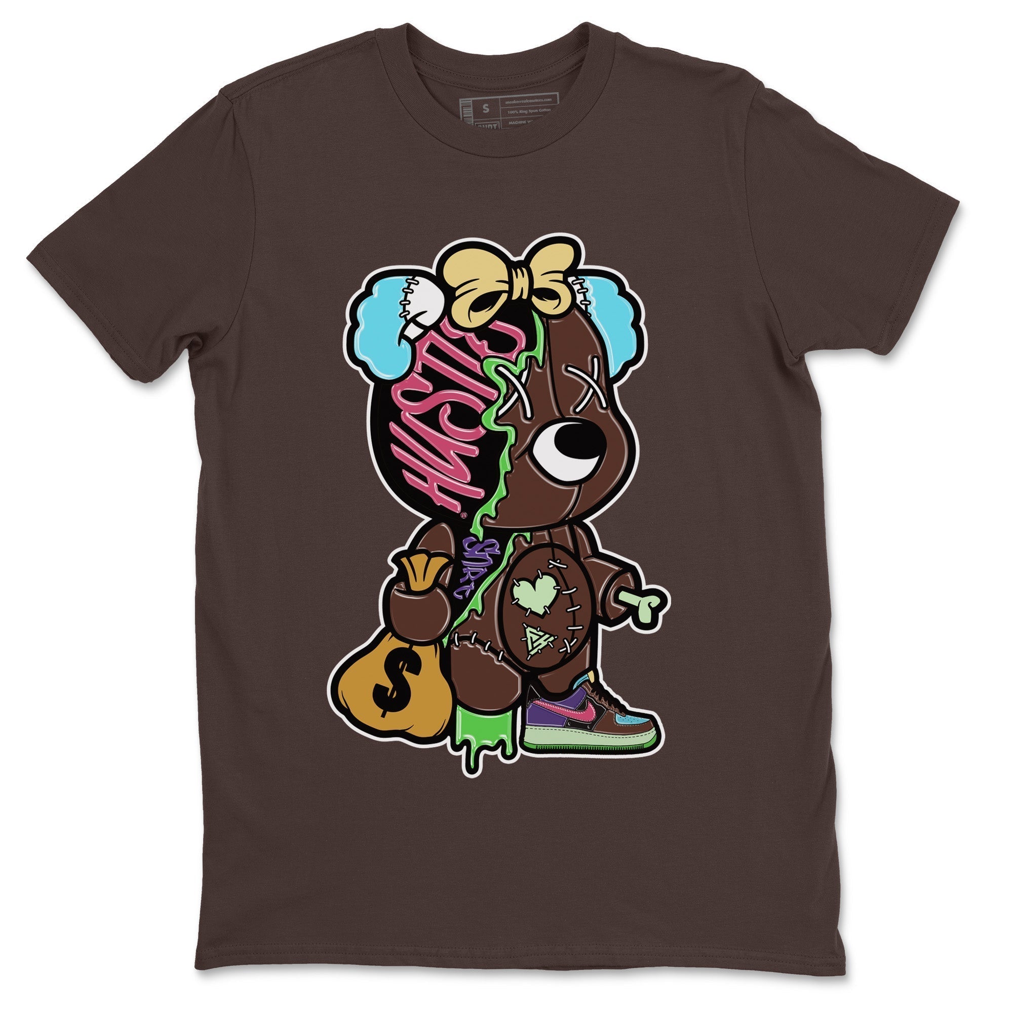 Stitched Hustle Bear Unisex Tops - Air Force 1 Undefeated Fauna Brown