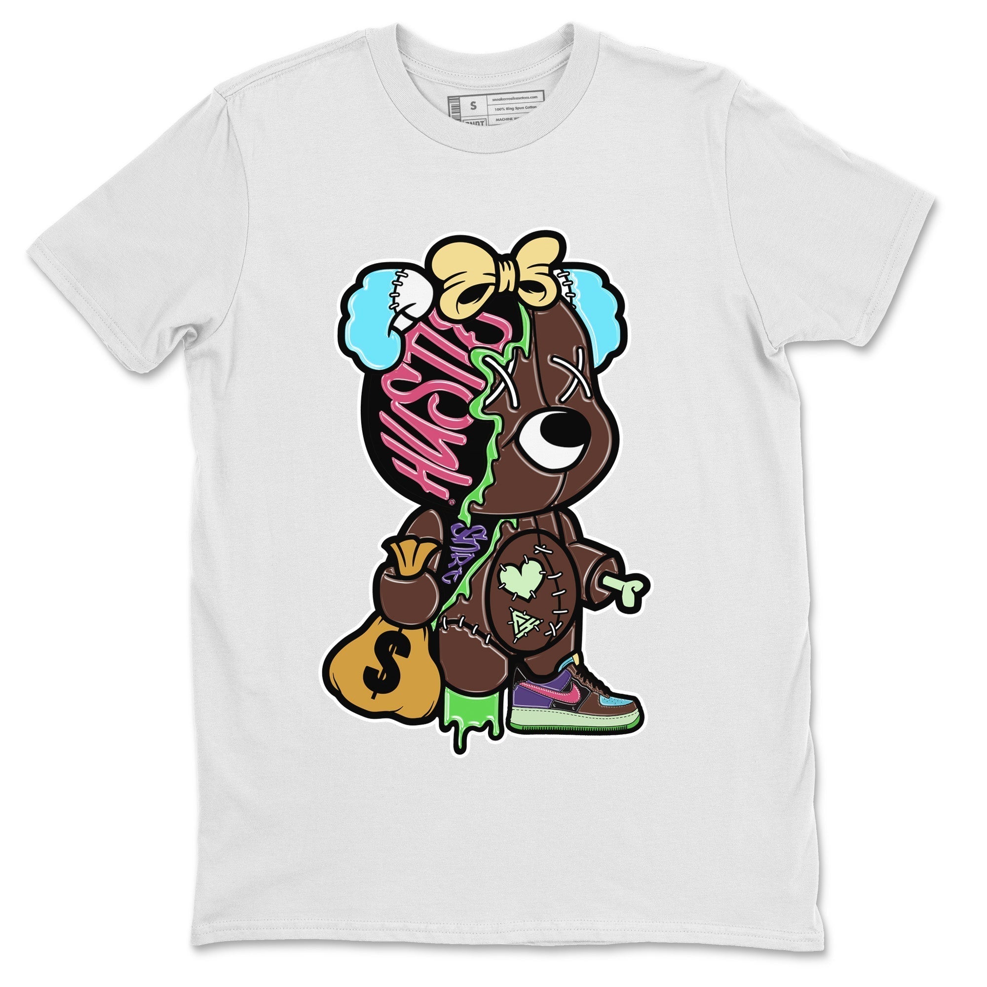 Stitched Hustle Bear Unisex Tops - Air Force 1 Undefeated Fauna Brown