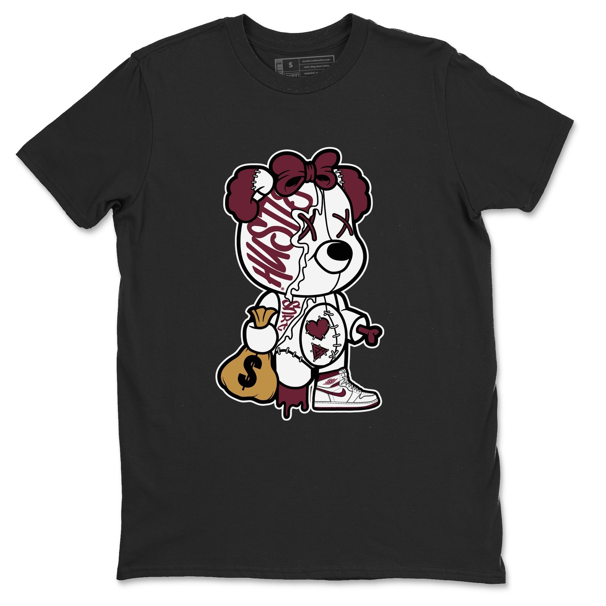 Stitched Hustle Bear snkmatch Tees - Air Jordan 1 Metallic Burgundy