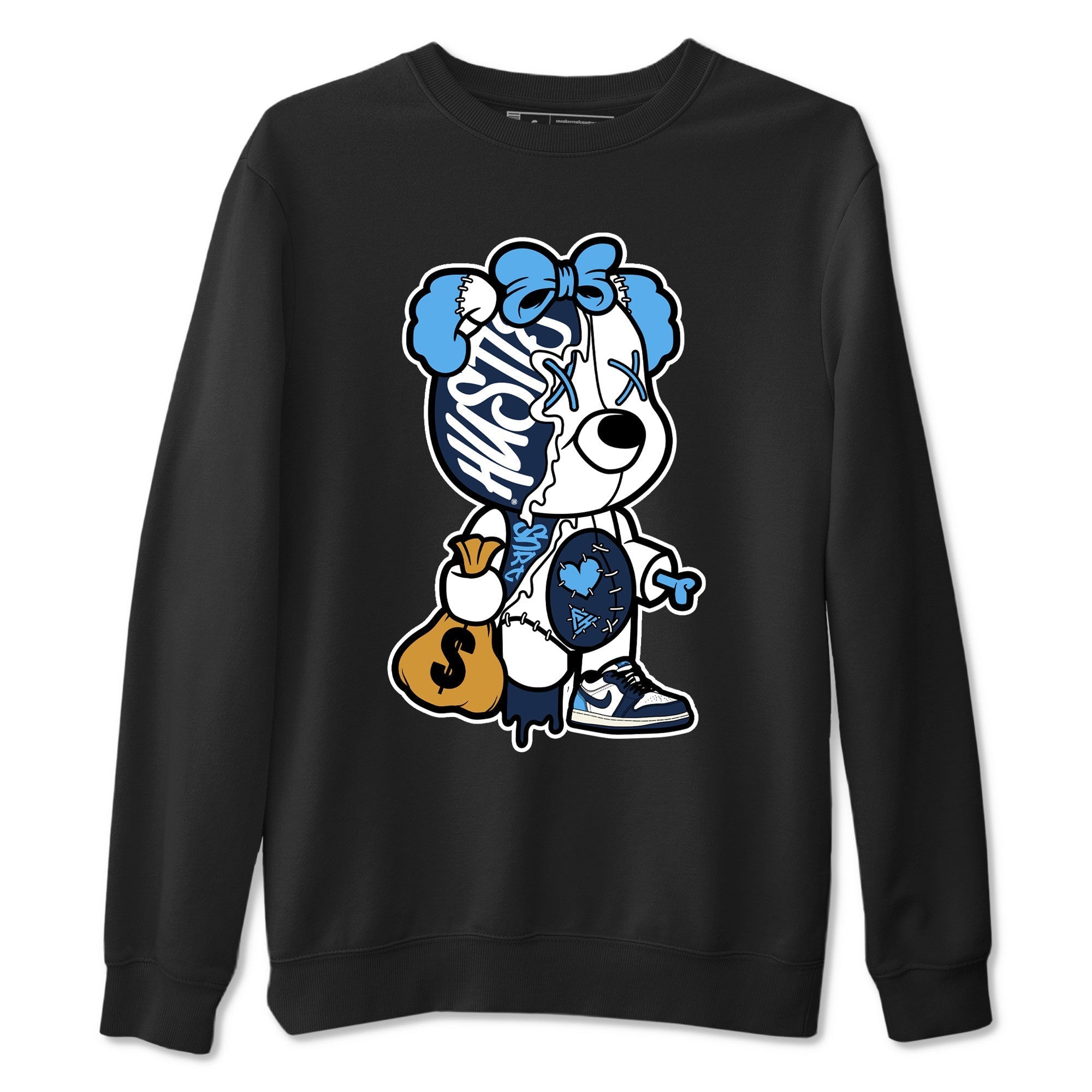 Stitched Hustle Bear snkmatch Tees - Air Jordan 1 Obsidian