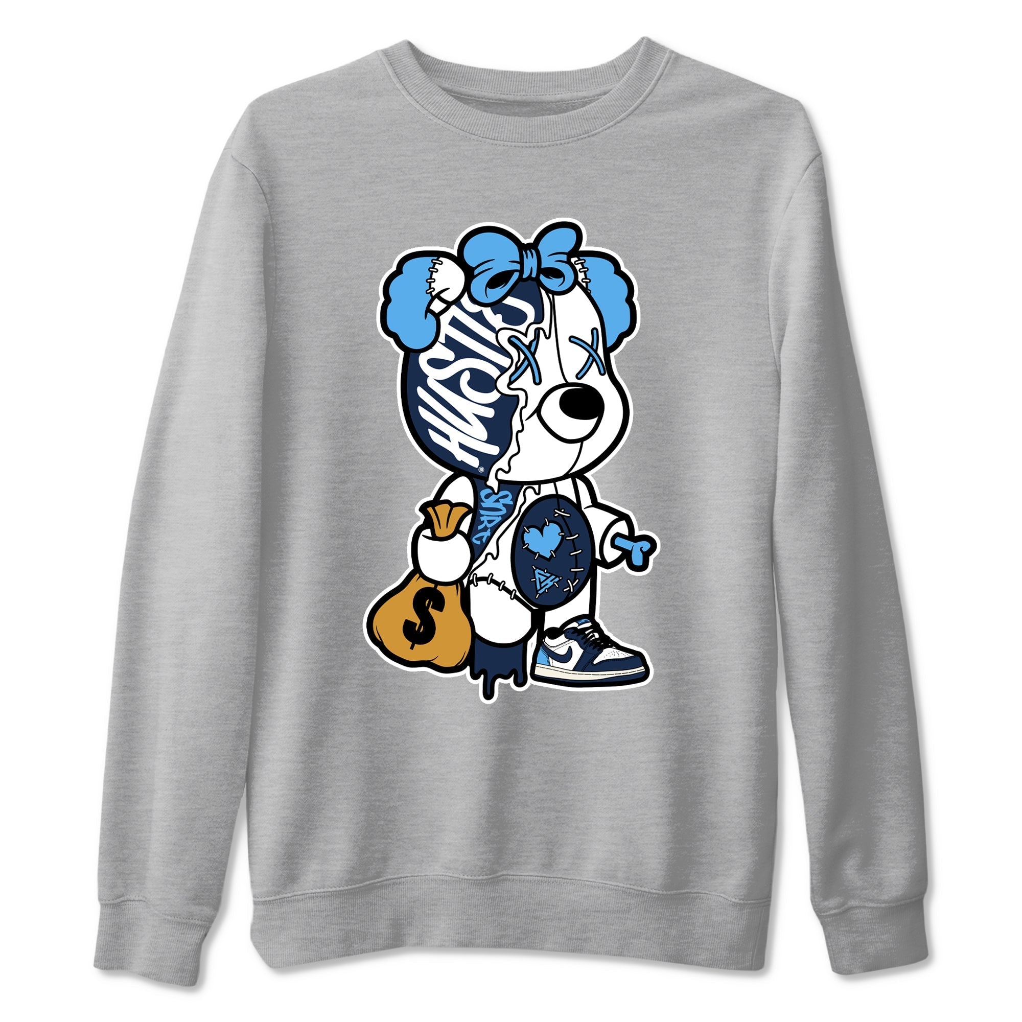 Stitched Hustle Bear snkmatch Tees - Air Jordan 1 Obsidian