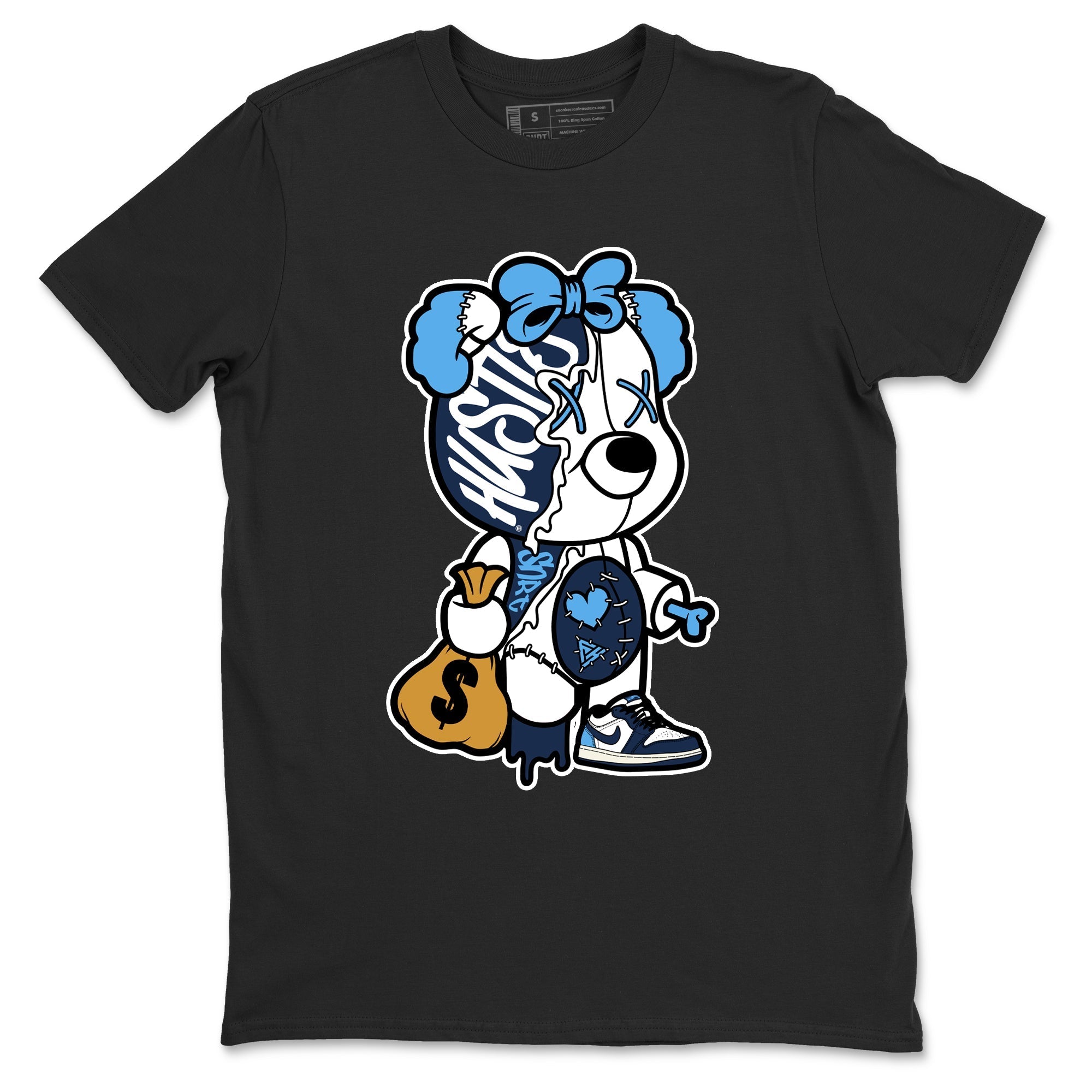Stitched Hustle Bear snkmatch Tees - Air Jordan 1 Obsidian