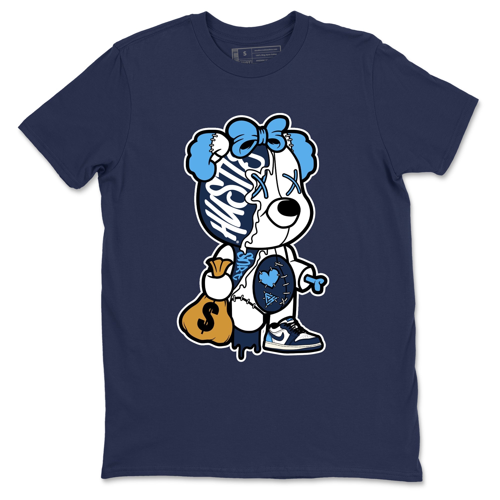 Stitched Hustle Bear snkmatch Tees - Air Jordan 1 Obsidian