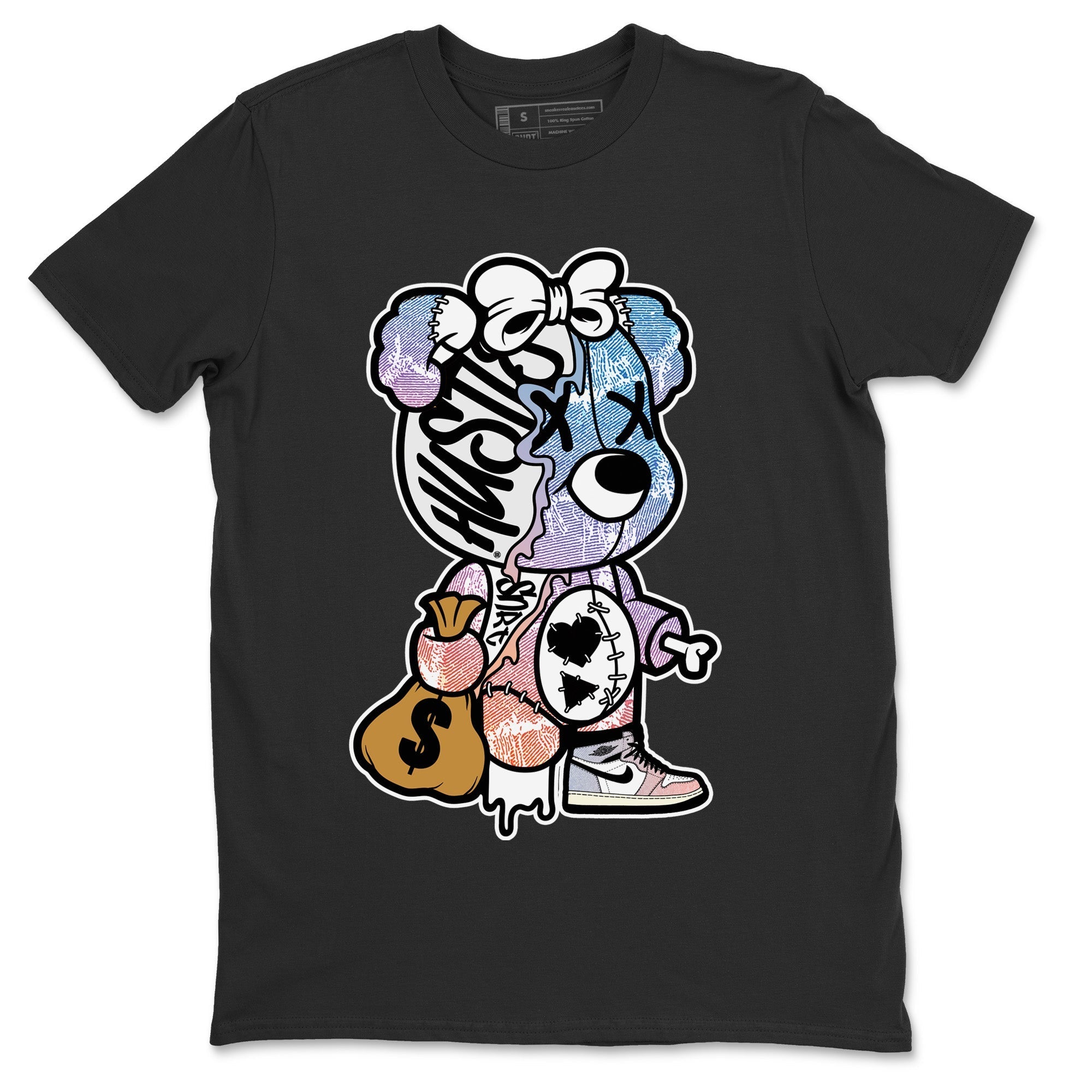 Stitched Hustle Bear Unisex Tops - Air Jordan 1 Skyline