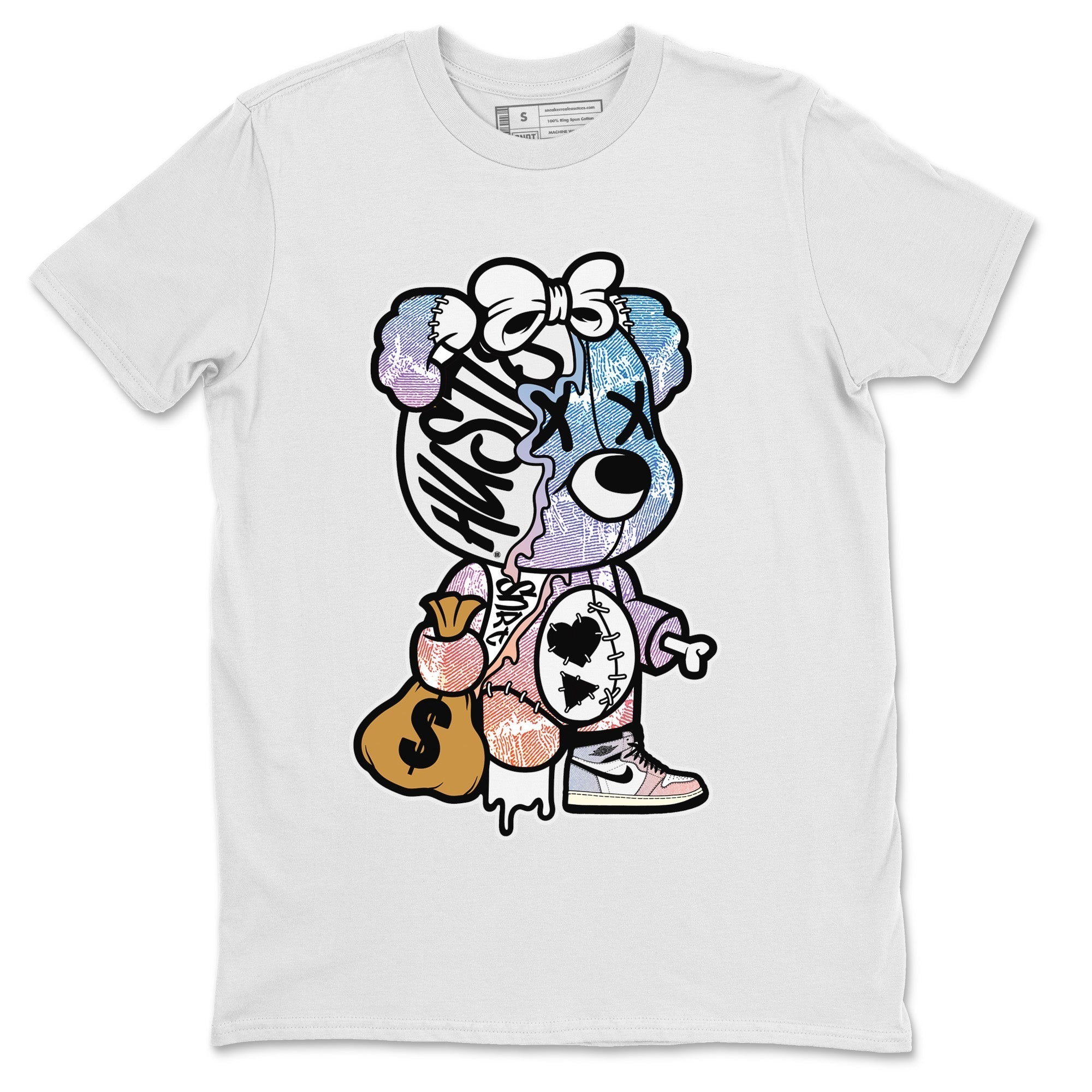 Stitched Hustle Bear Unisex Tops - Air Jordan 1 Skyline