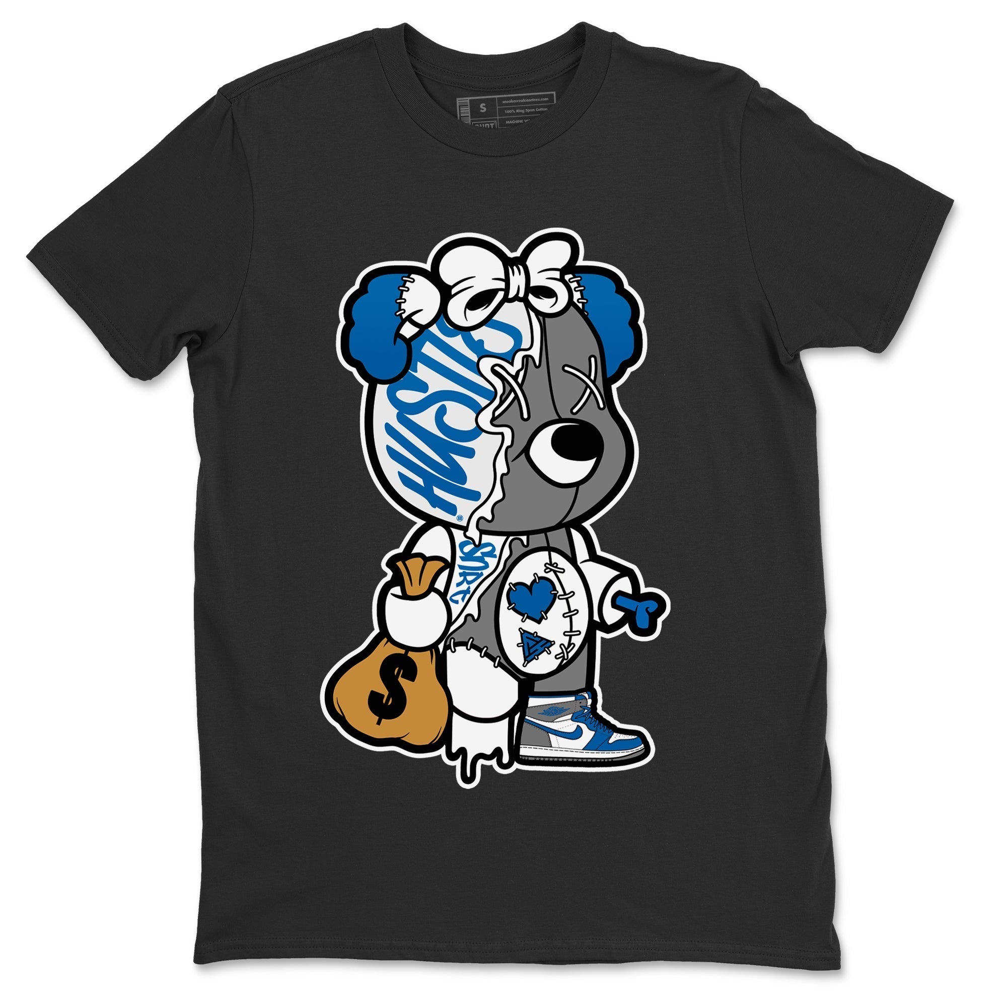 Stitched Hustle Bear Unisex Tops - Air Jordan 1 True Blue