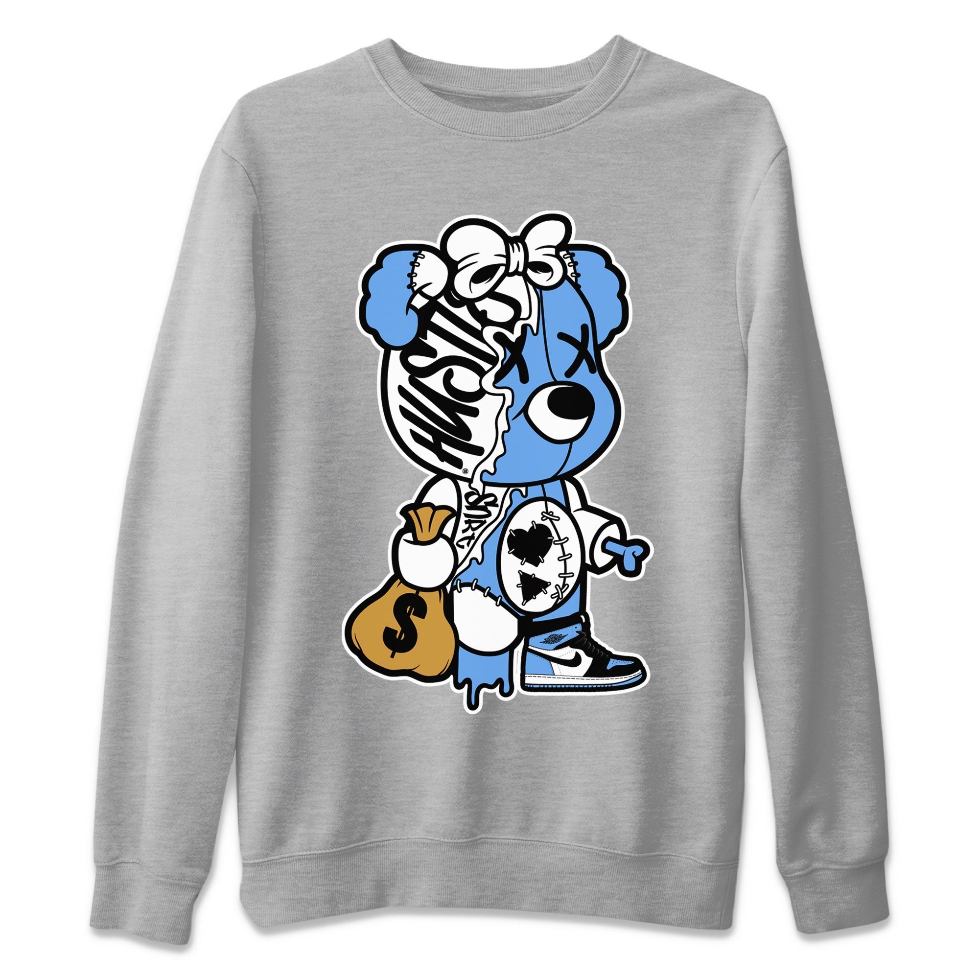 Stitched Hustle Bear snkmatch Tee - Air Jordan 1 UNC Toe