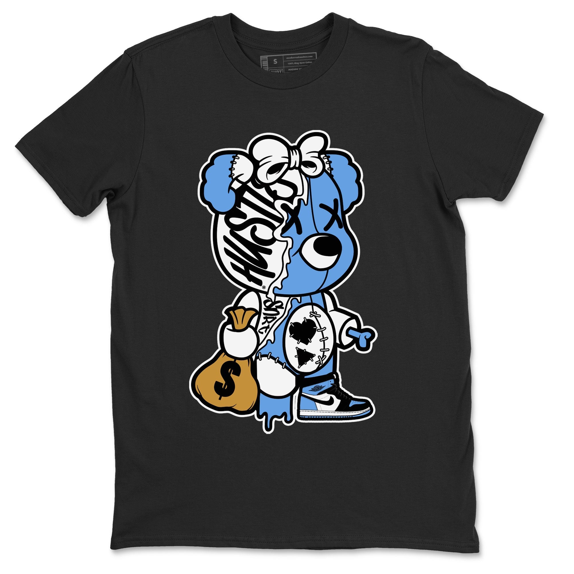 Stitched Hustle Bear snkmatch Tee - Air Jordan 1 UNC Toe