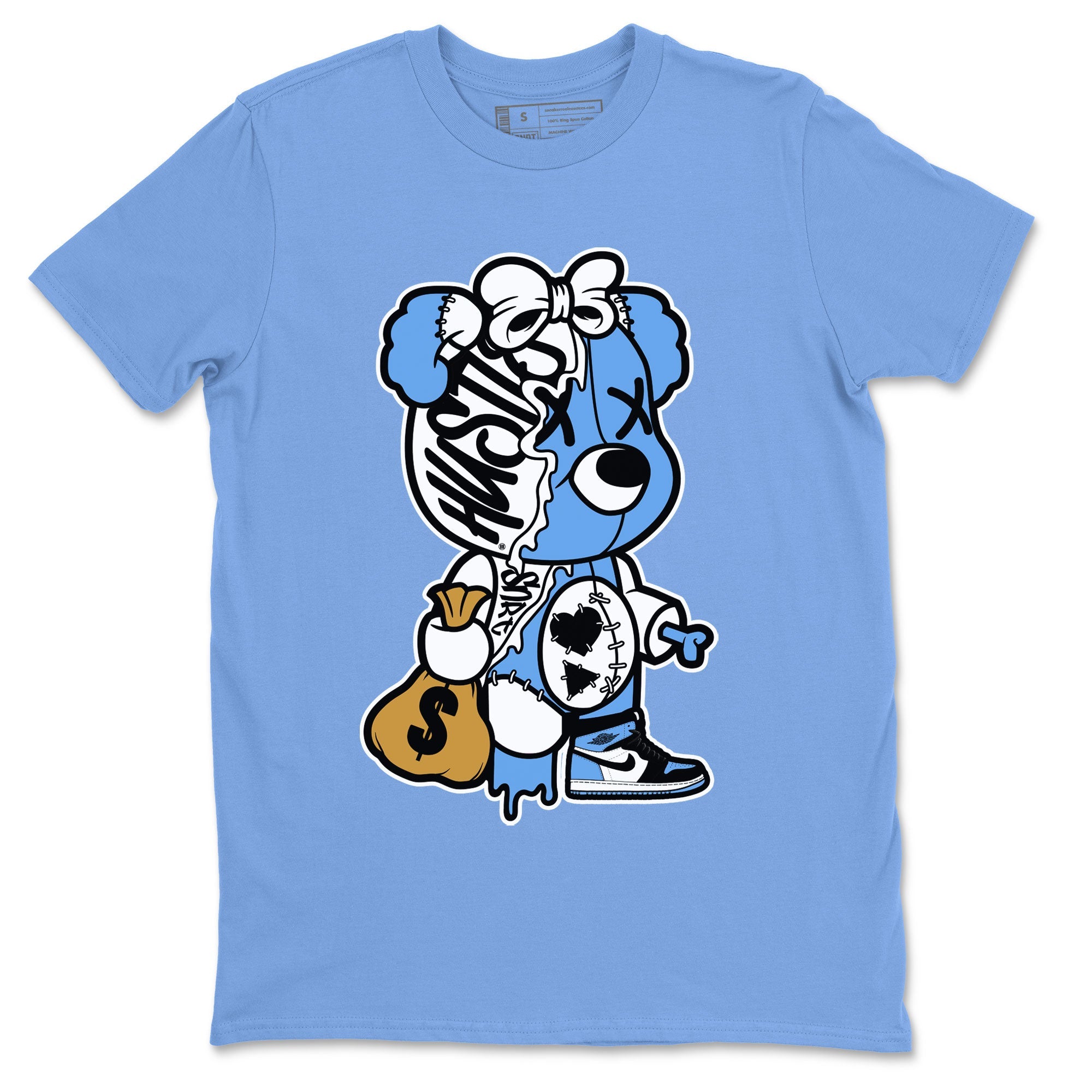 Stitched Hustle Bear snkmatch Tee - Air Jordan 1 UNC Toe