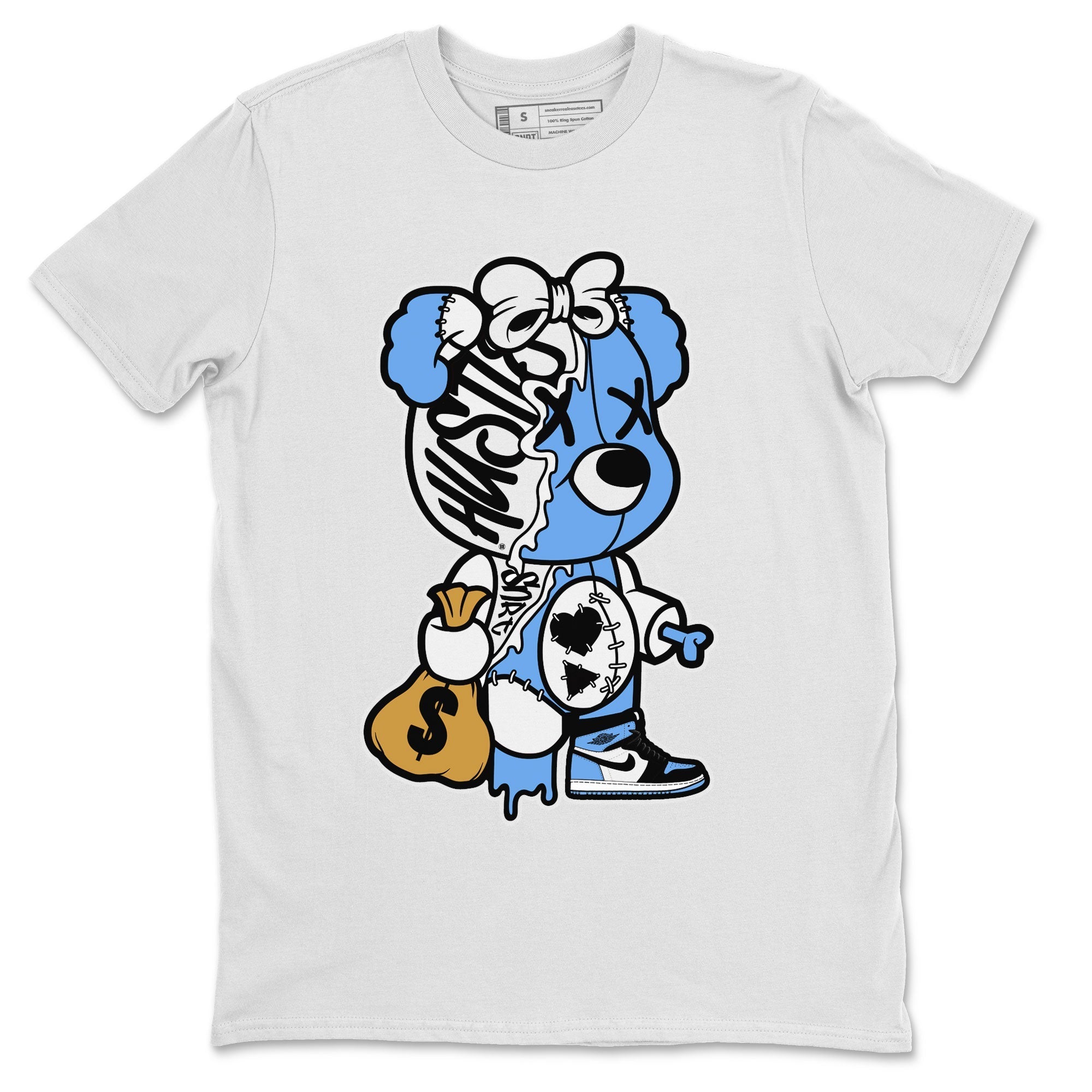 Stitched Hustle Bear snkmatch Tee - Air Jordan 1 UNC Toe
