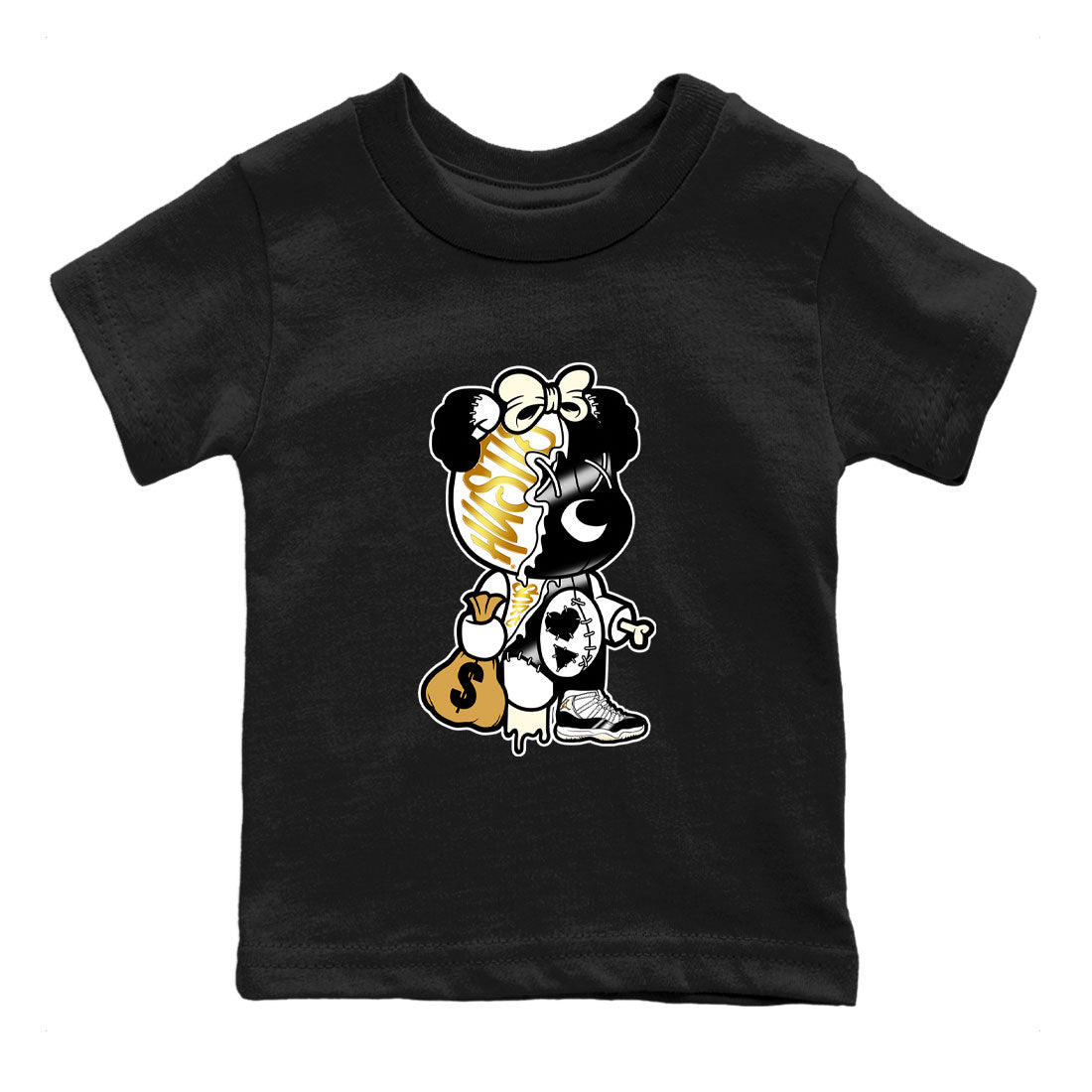 Stitched Hustle Bear snkmatch Tee Kids - Air Jordan 11 Gratitude