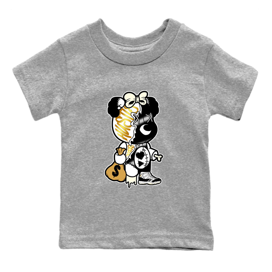 Stitched Hustle Bear snkmatch Tee Kids - Air Jordan 11 Gratitude