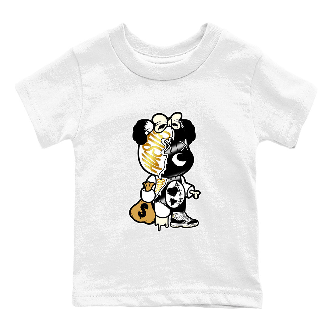 Stitched Hustle Bear snkmatch Tee Kids - Air Jordan 11 Gratitude
