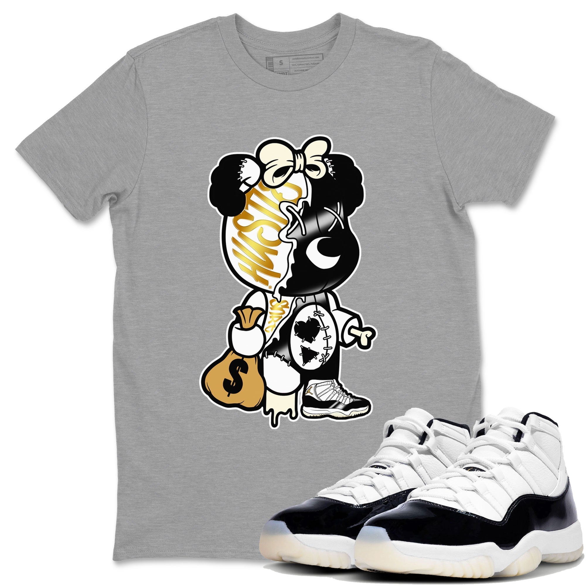 Stitched Hustle Bear snkmatch Tee - Air Jordan 11 Gratitude