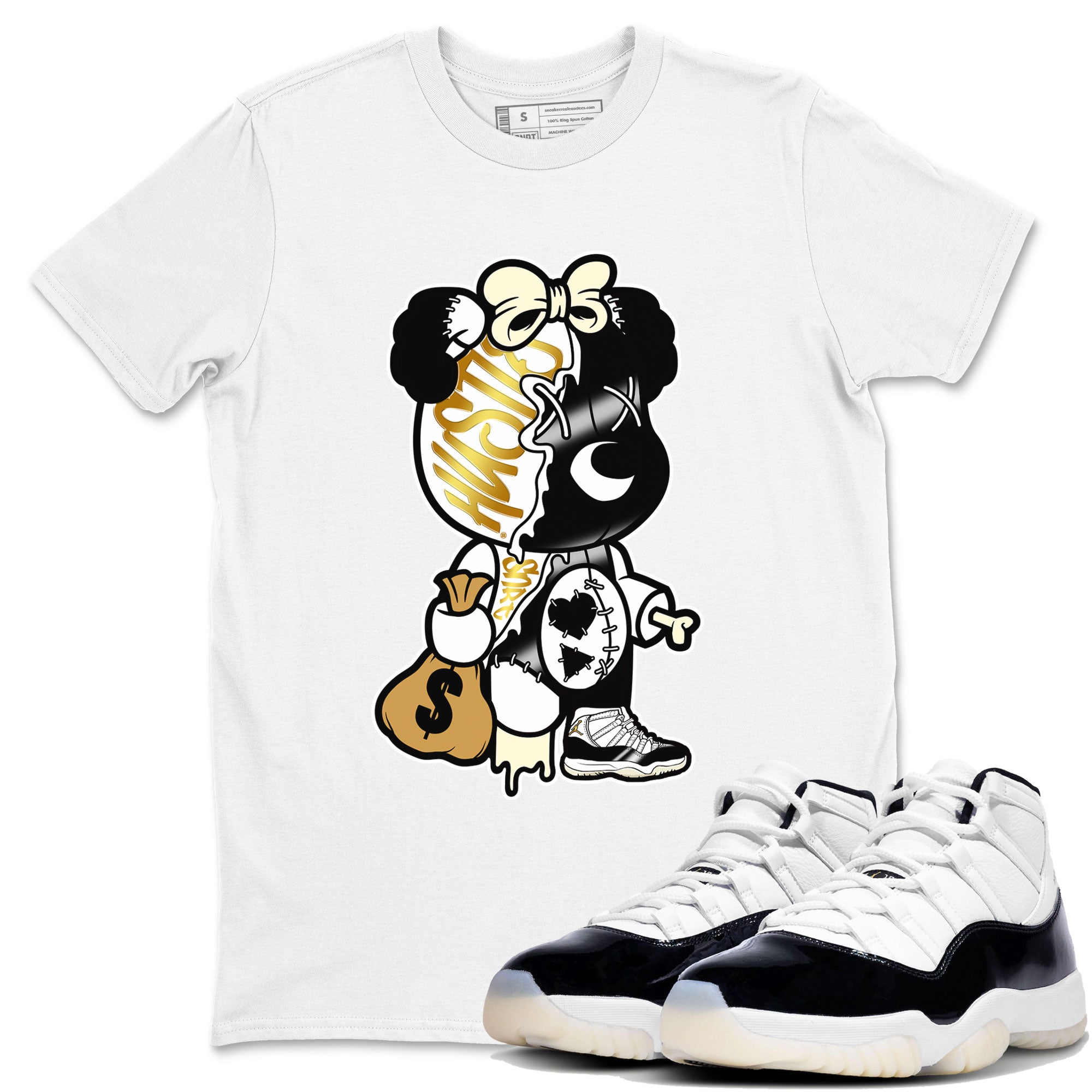 Stitched Hustle Bear snkmatch Tee - Air Jordan 11 Gratitude