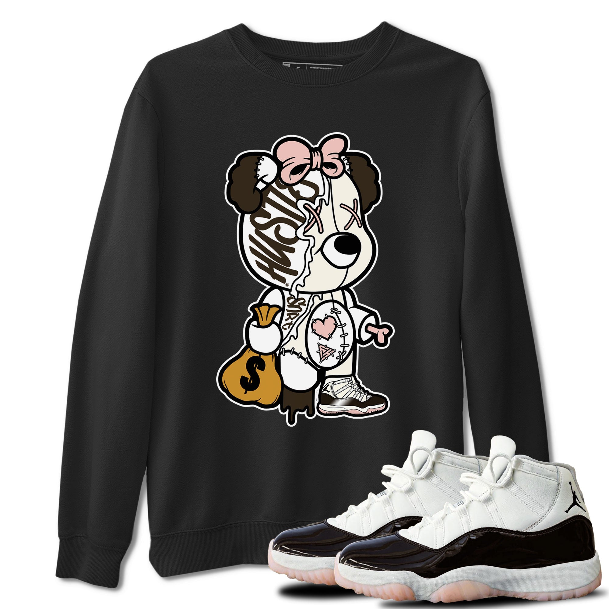 Stitched Hustle Bear snkmatch Tee - Air Jordan 11 Neapolitan