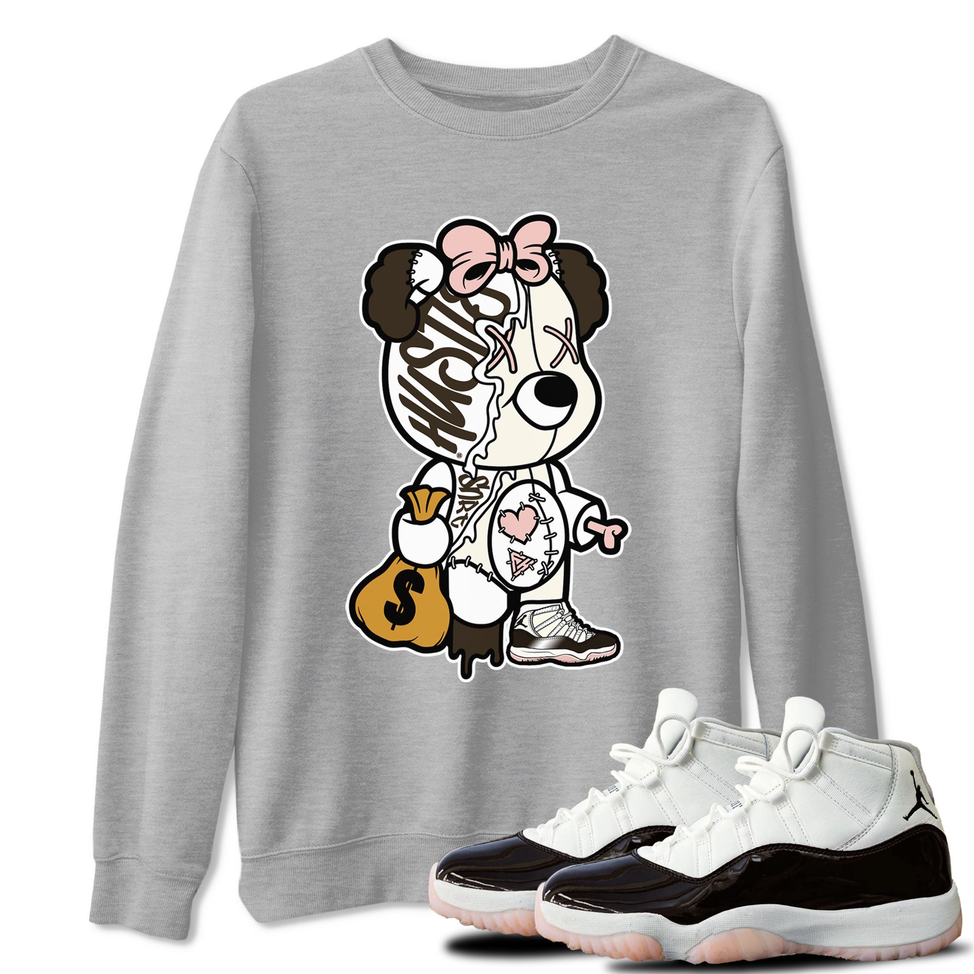 Stitched Hustle Bear snkmatch Tee - Air Jordan 11 Neapolitan