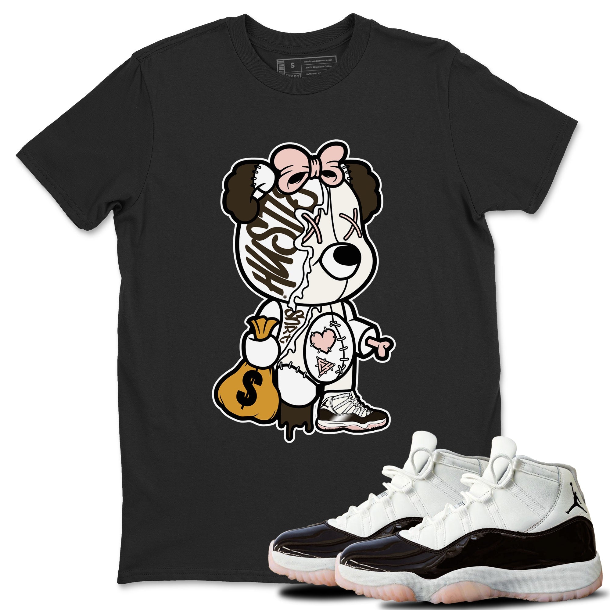 Stitched Hustle Bear snkmatch Tee - Air Jordan 11 Neapolitan