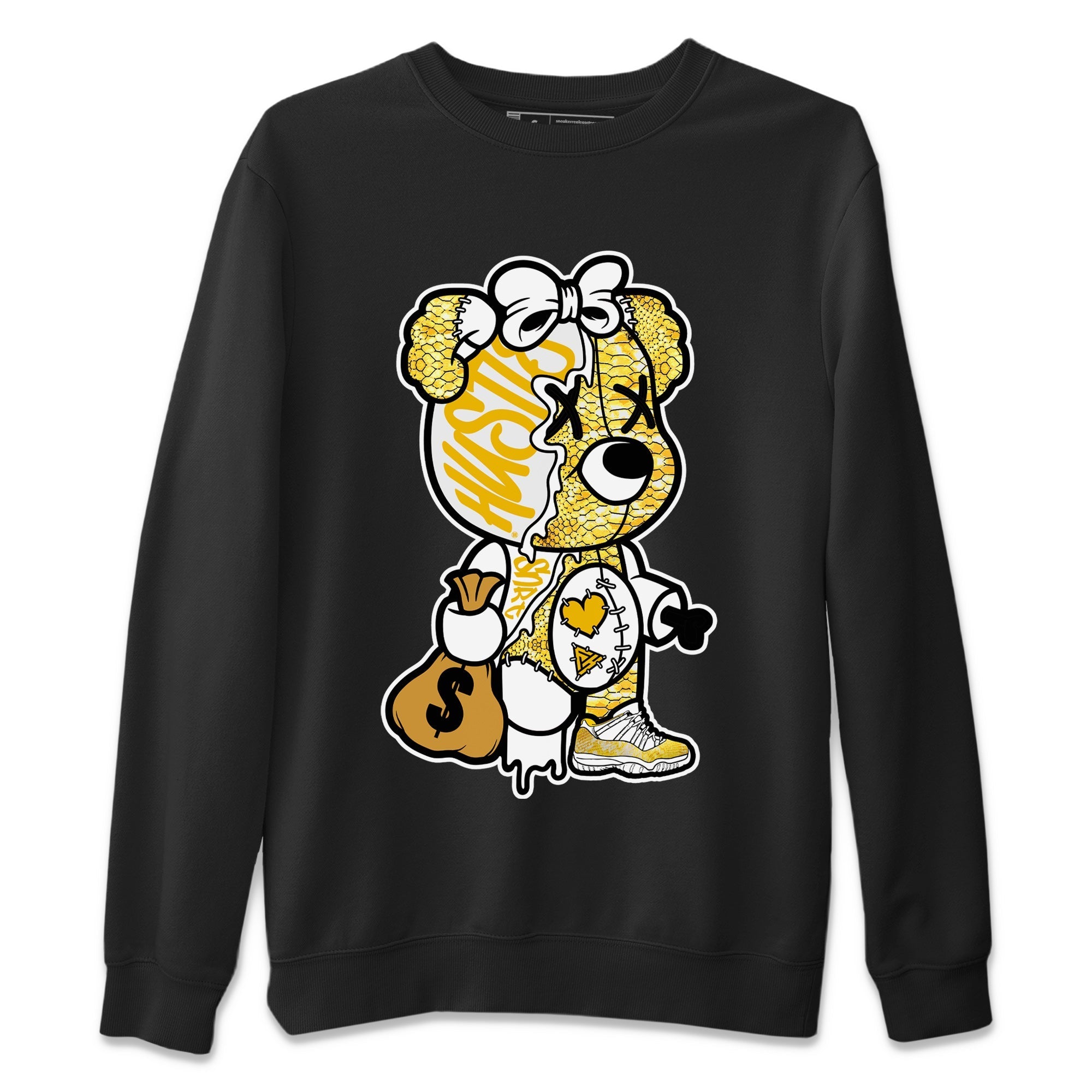 Stitched Hustle Bear Unisex Tops - Air Jordan 11 Yellow Python
