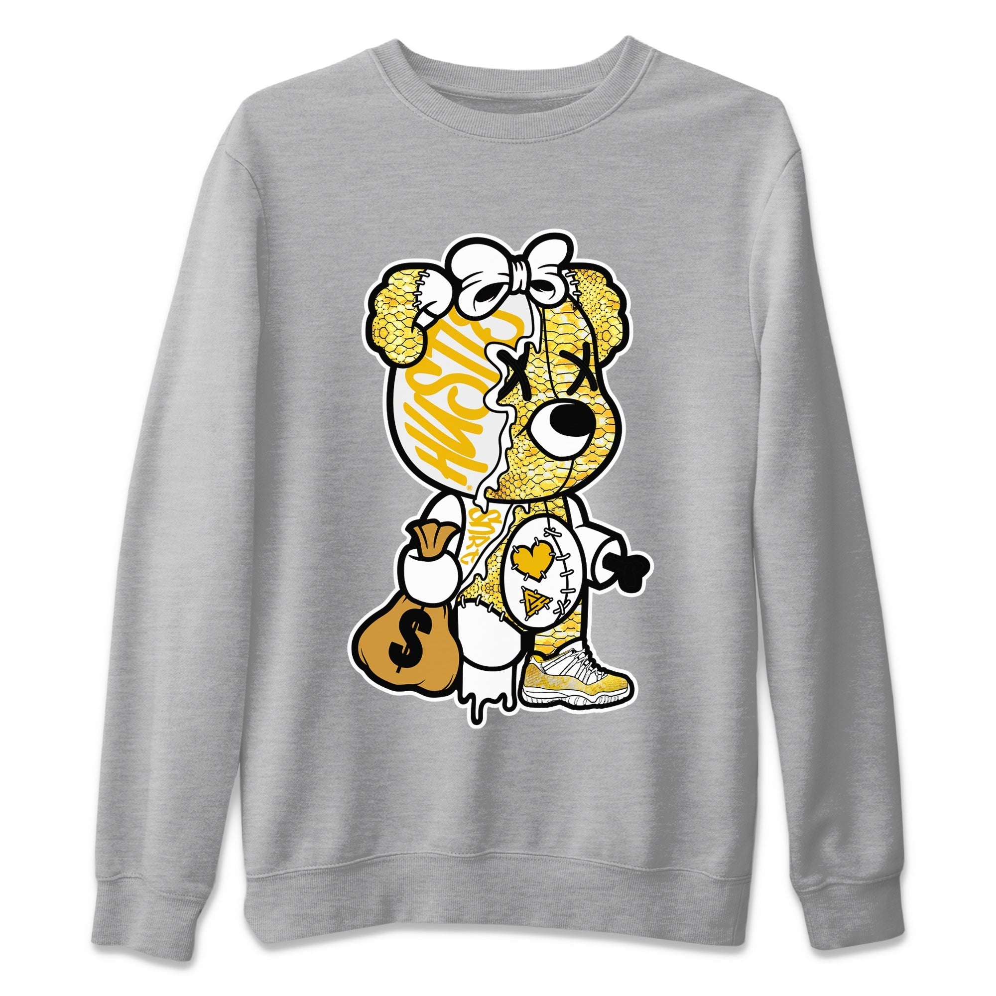 Stitched Hustle Bear Unisex Tops - Air Jordan 11 Yellow Python