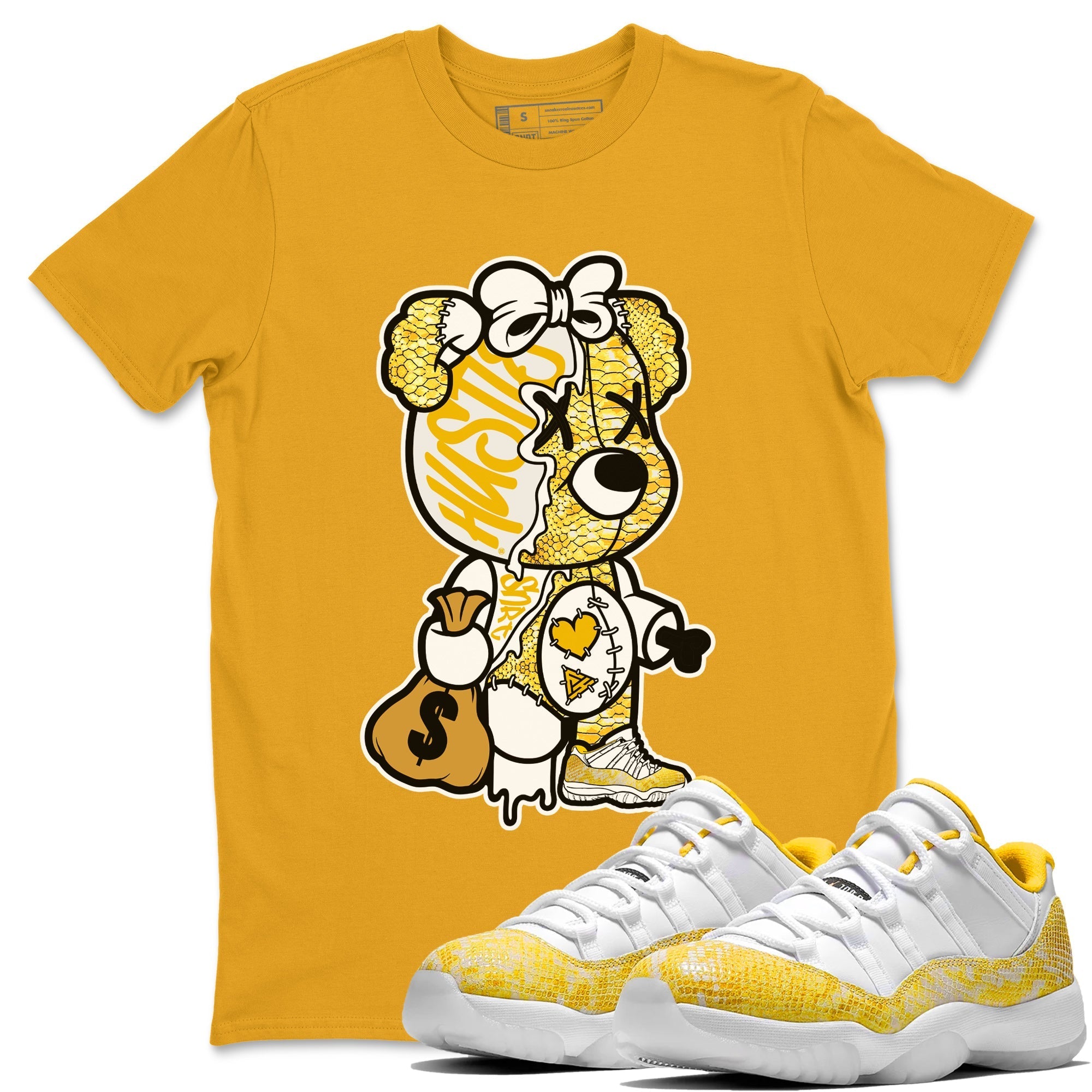 Stitched Hustle Bear Unisex Tops - Air Jordan 11 Yellow Python