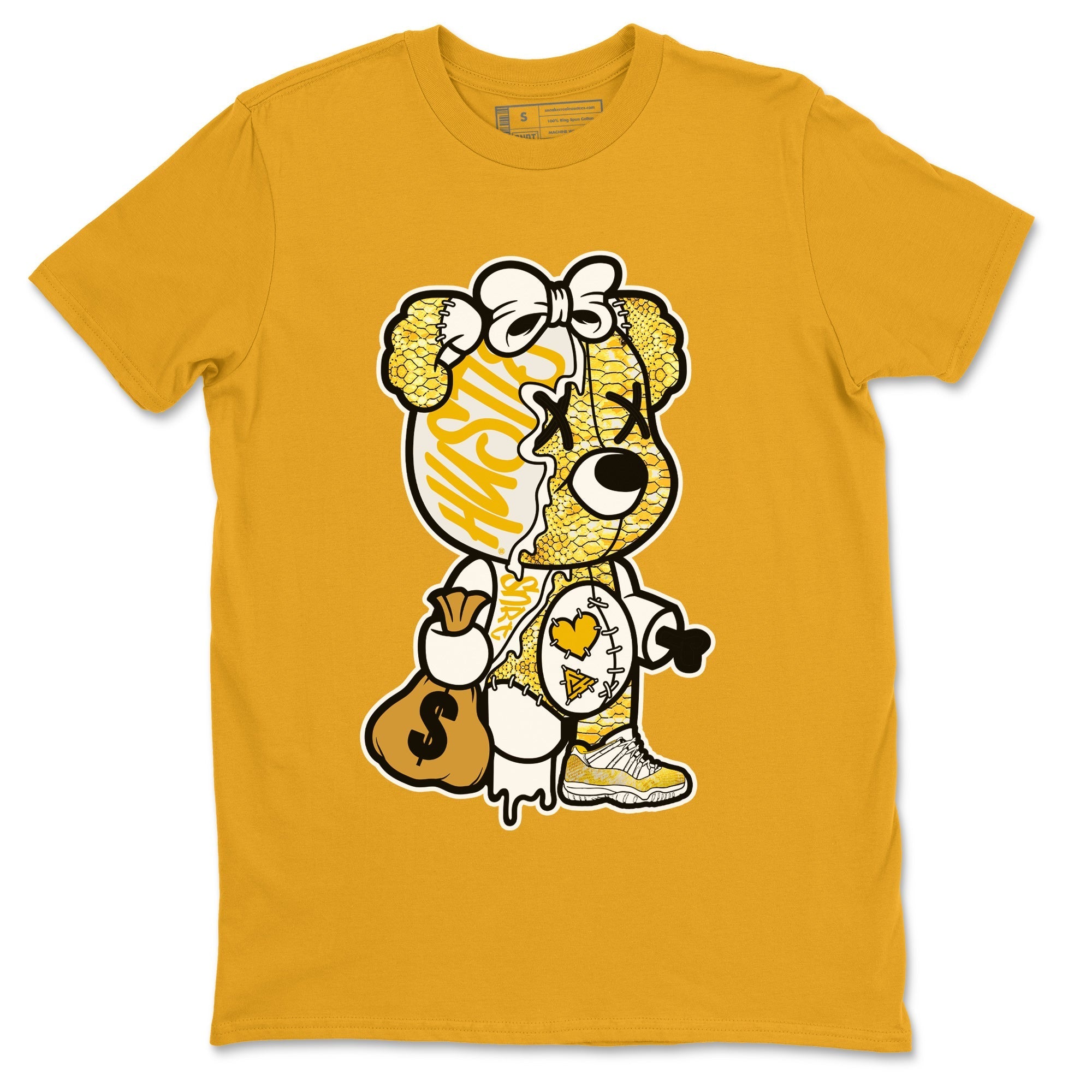 Stitched Hustle Bear Unisex Tops - Air Jordan 11 Yellow Python