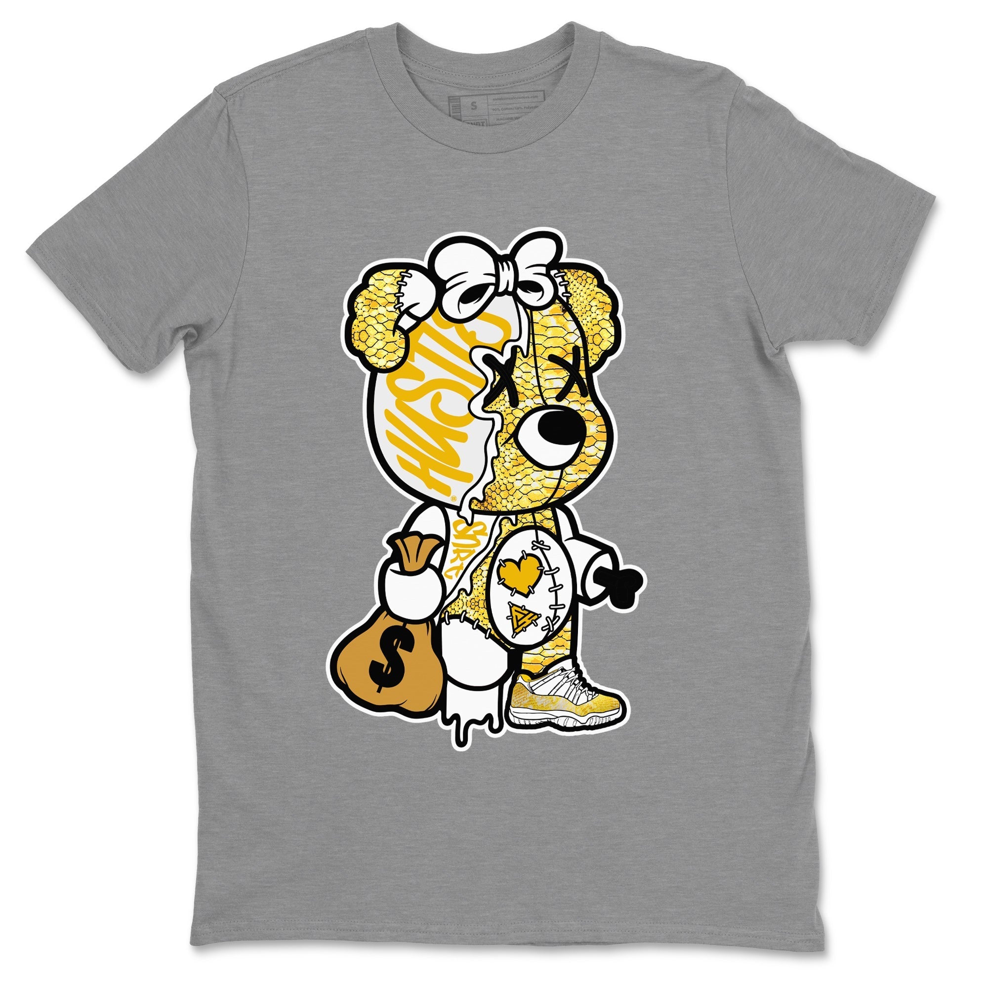 Stitched Hustle Bear Unisex Tops - Air Jordan 11 Yellow Python