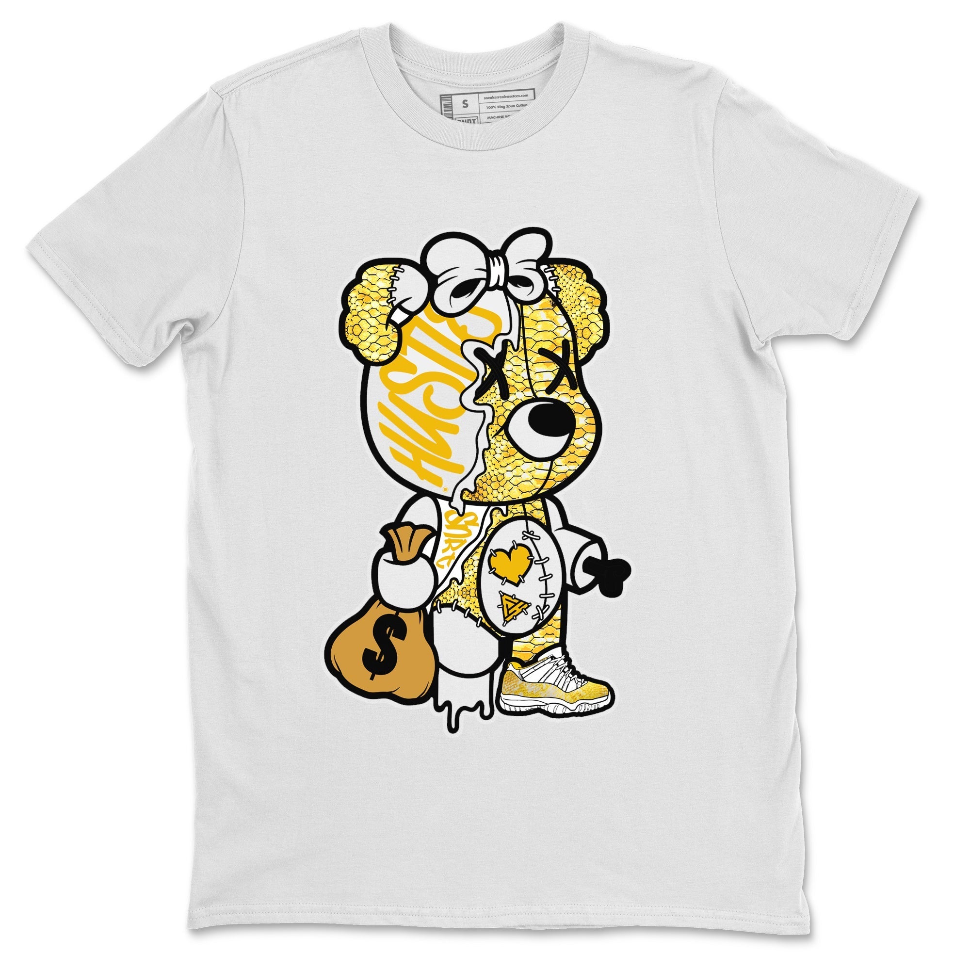 Stitched Hustle Bear Unisex Tops - Air Jordan 11 Yellow Python