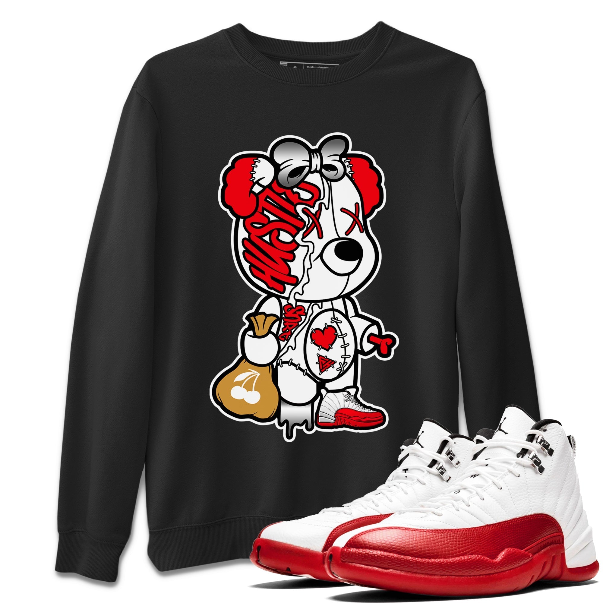 Stitched Hustle Bear Unisex Tops - Air Jordan 12 Cherry
